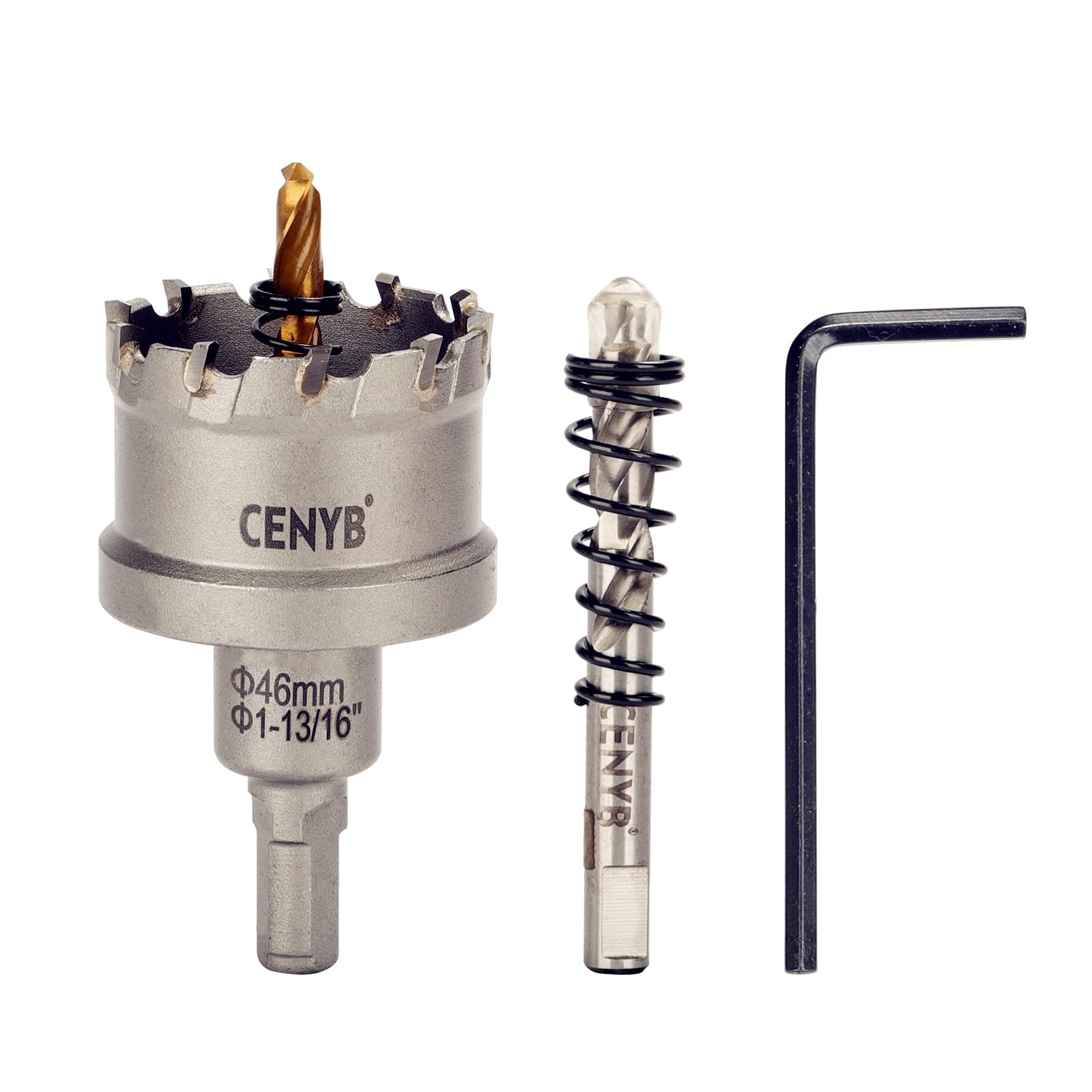 2-1/8" (54mm) Tungsten Carbide Tipped Hole Saw with 2Pcs Titanium-Plated Pilot Drill Bits for Metal, Steel, Iron, Wood, Plastic — view 54