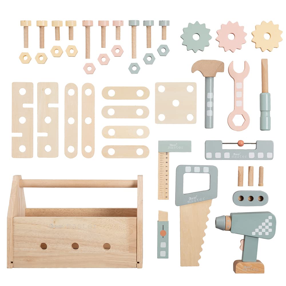 howa 4907 Children's Tool Box with 45 Pieces Wooden Accessories - Image 2