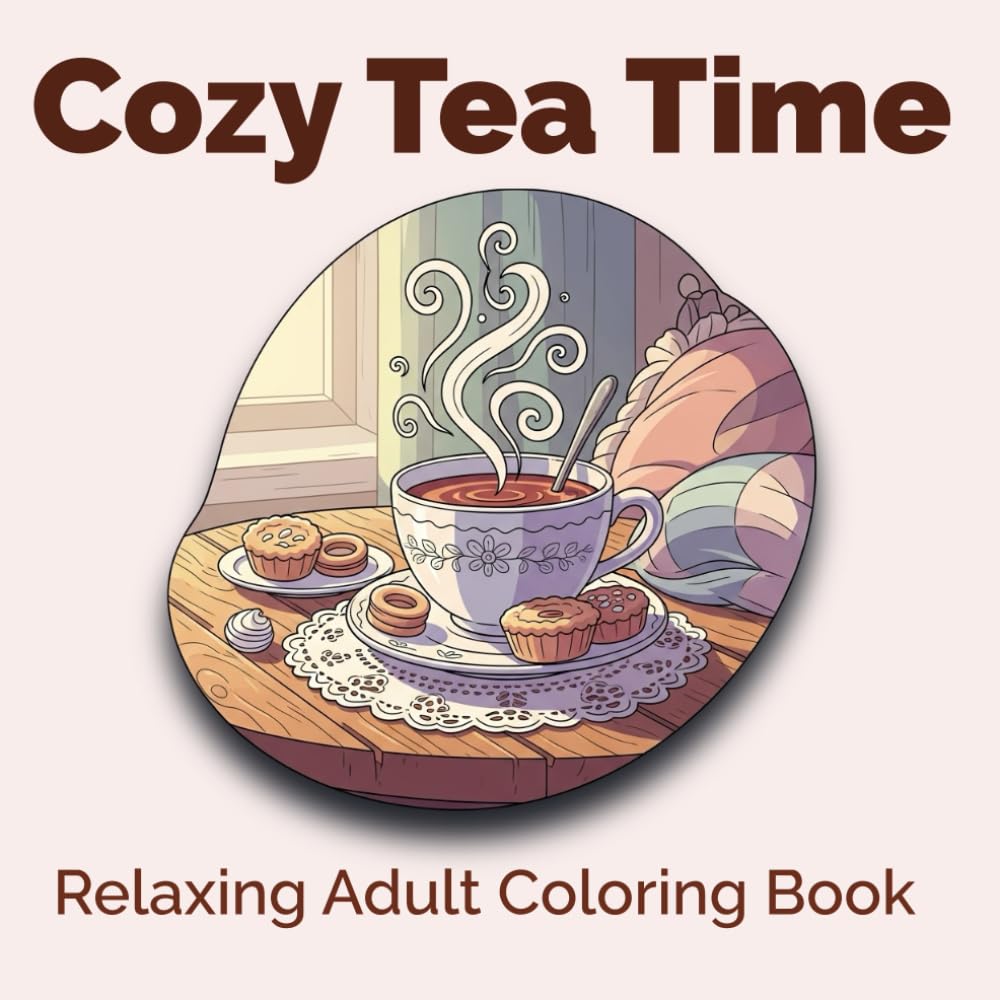 Cozy Tea Time: 40 Relaxing Coloring Pages of Tea, Pastries & Cozy Corners for Adults