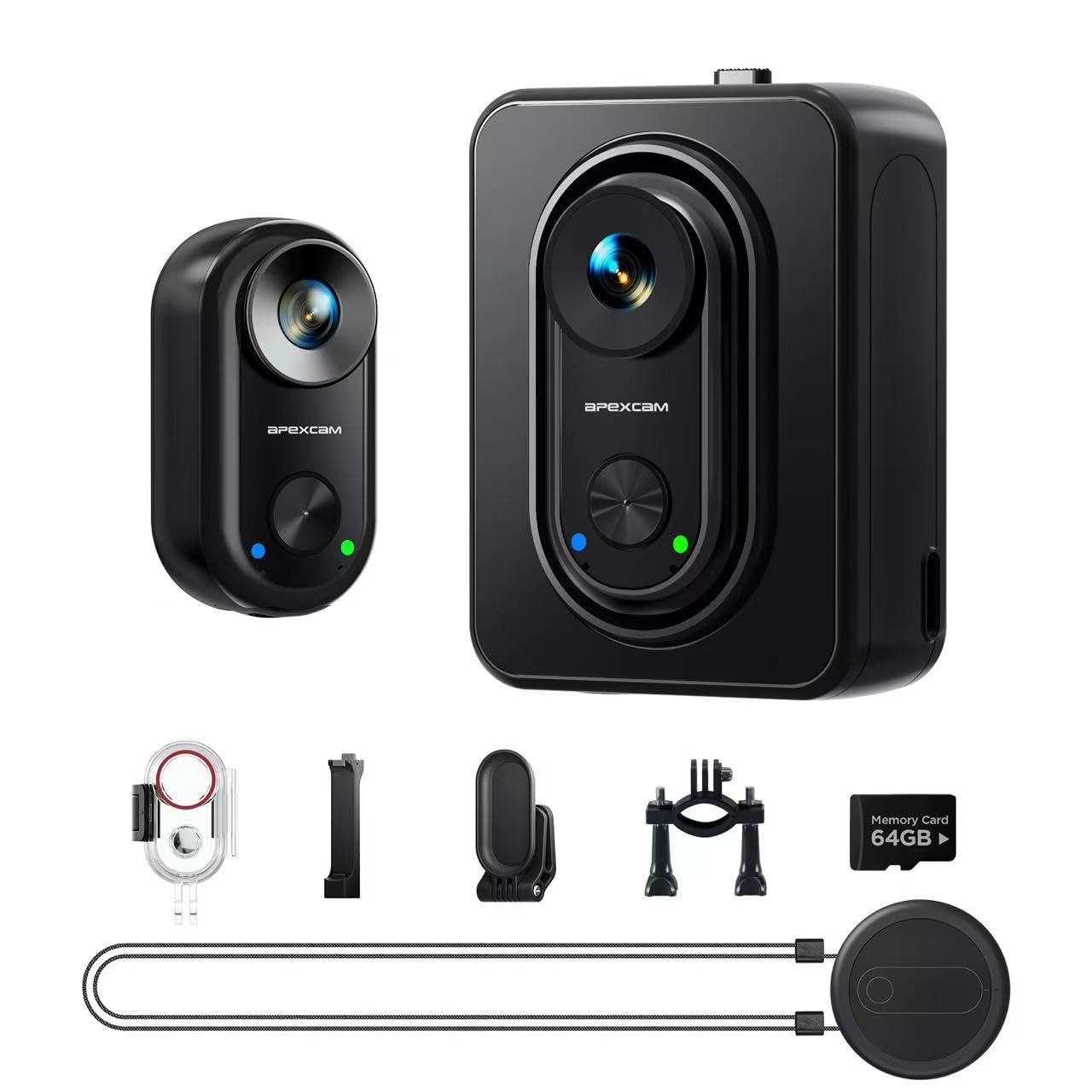 Apexcam K70 4K Mini Action Cam,POV Body Cam Con Scheda 64GB,WiFi EIS 20MP Body Cam Sportiva Portatile Vlogging Fotocamera,30M Fotocamera Subacquea,Videocamere Montate sul Corpo Con Supporto Magnetico