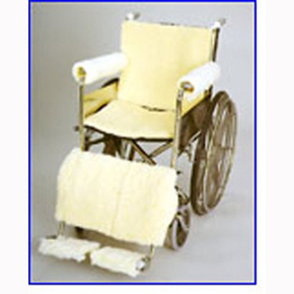 Skil-Care Funda de piel de oveja sintética para patas de silla de ruedas, accesorios para silla de ruedas, cojín para silla de ruedas, silla de transporte acolchada de espuma, para ancianos, se adapta