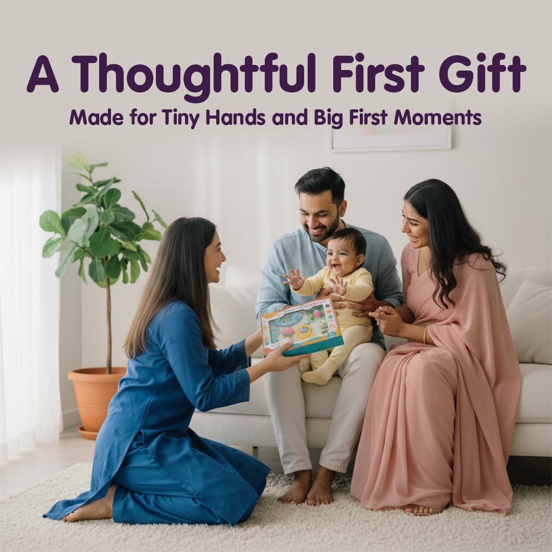 Innovitoy 6 Pcs Premium Baby Rattle Gift Set & Teether Set | Safe, Non-Toxic Toys for Newborns 3+Months | Colorful Soft Sound Rattles | Ideal for Baby Gift 1
