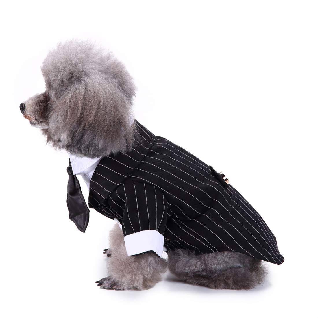 GabeFish Pets Wedding Jackets Suit for Dogs with Bow Tie Puppy Cat Formal Clothes Shirt Tuxedo Stripe Medium