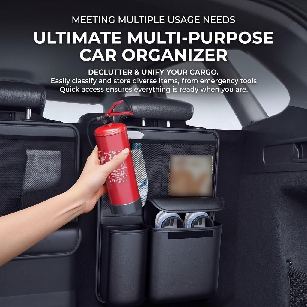 Kofferraum Organizer für MG ZS Hybrid+ Luxury 2024, Auto Zubehör Innenraum, Hängende Kofferraumtasche mit 8 Taschen, Stabil & rutschfest, 600D