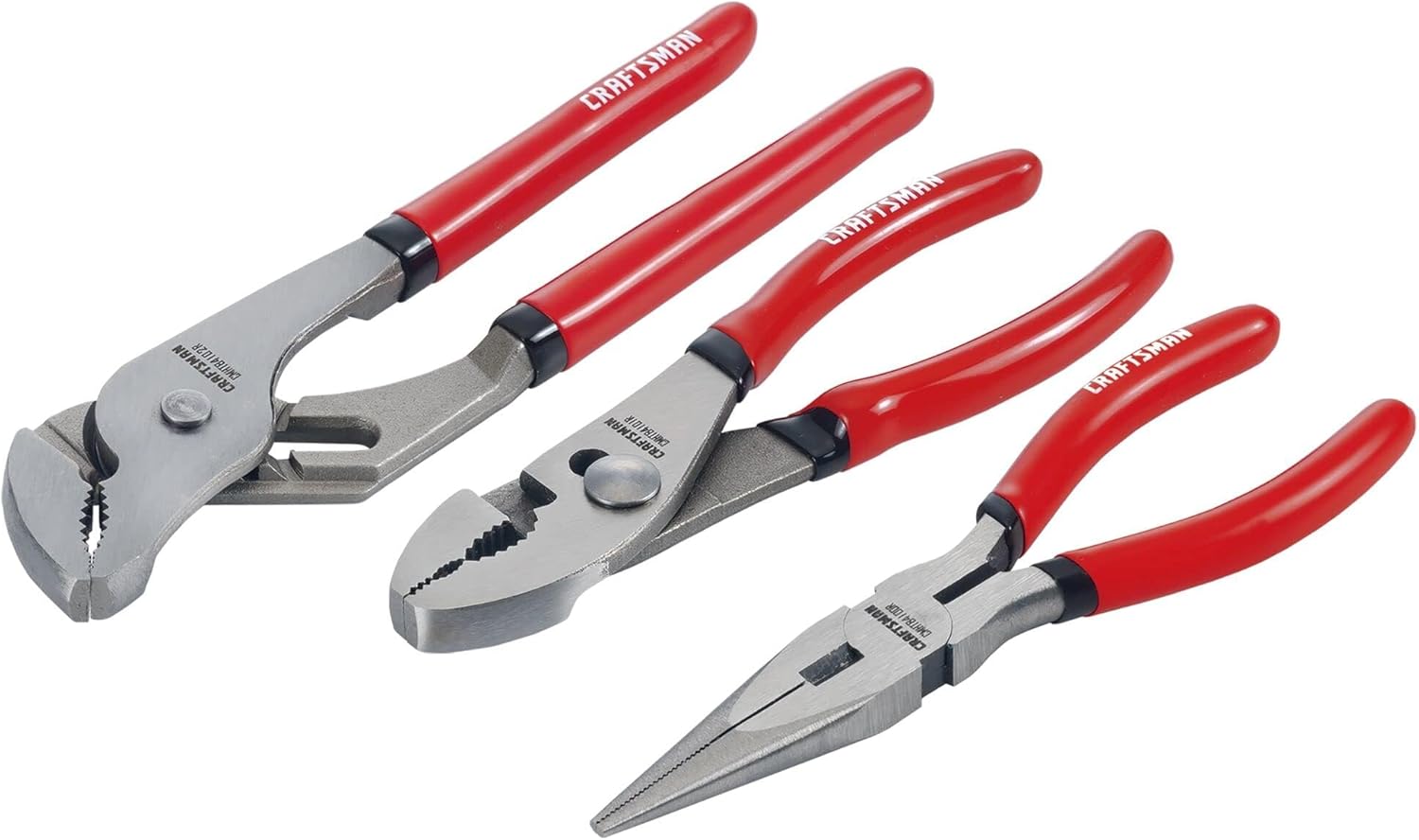 CRAFTSMAN Pliers Set, 3 Piece Set, Long Nose, Slip Joint, 8 Inch Groove (CMHT84103R)