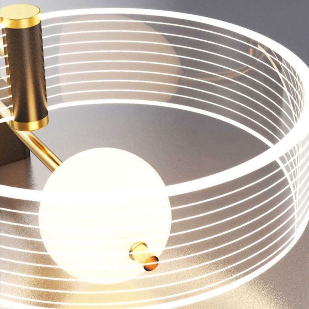 Applique da Parete Moderna e Semplice, Anello LED per Comodino, Lampada da Interno Oro+Nero, Lampada Lunga con Paralume in Gel di silice, Applique in Alluminio in Stile postmoderno