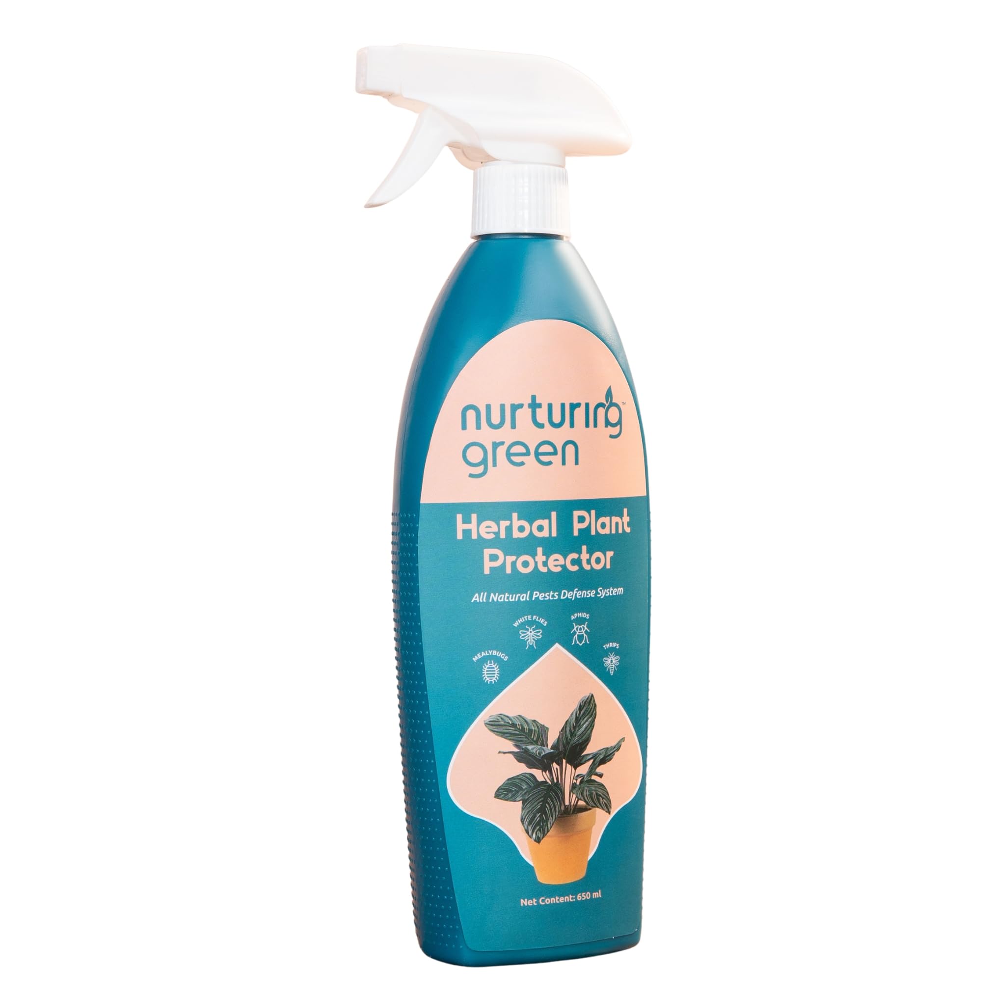 Nurturing Green® Herbal Plant Protector (650 ml) | All-Purpose Organic Pest Control Spray with Castor & Neem Oil | 100% Safe, Effective, Eco-Friendly | Protects Plants, Flowers from Mealy Bugs & Insects