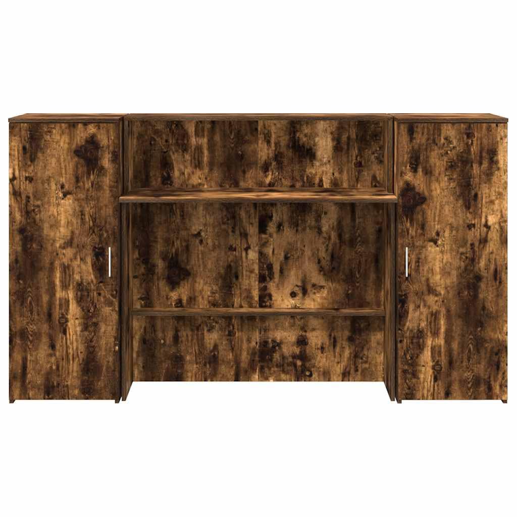 Bancone in legno di rovere affumicato, 180 x 50 x 103,5 cm, con spazio portaoggetti, piano di lavoro e gestione dei cavi, per ufficio, casa, reception, studio e spazio di studio