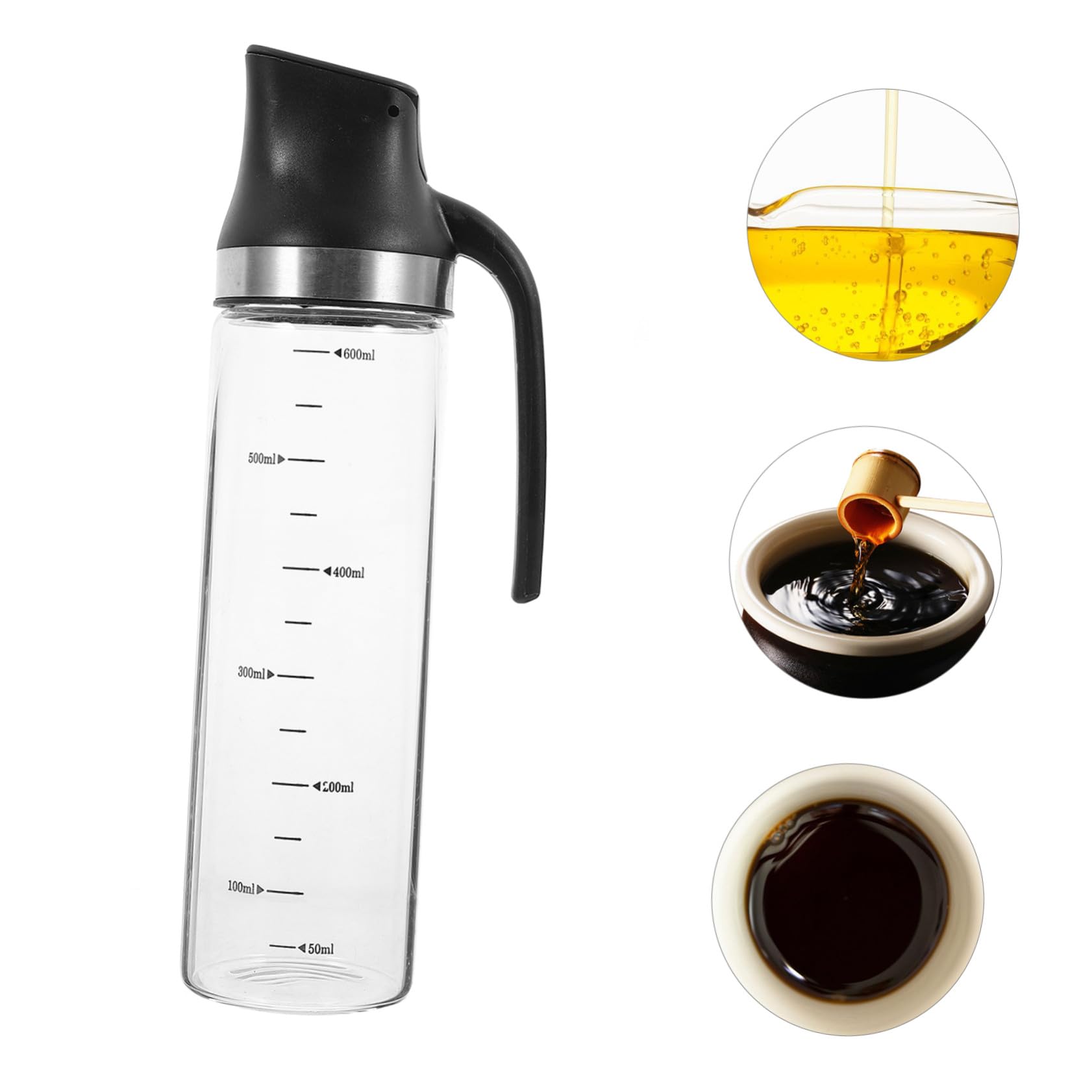 Aceitera de Vidrio con Apertura Automática y Tapa de Acero Inoxidable