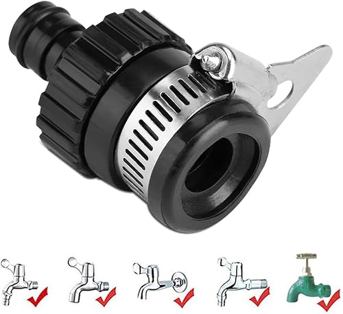 Miniatura 3 de Zerodis Conector universal de manguera de grifo, accesorio de conexión rápida de plástico negro para manguera de jardín, riego, lavadora a presión,