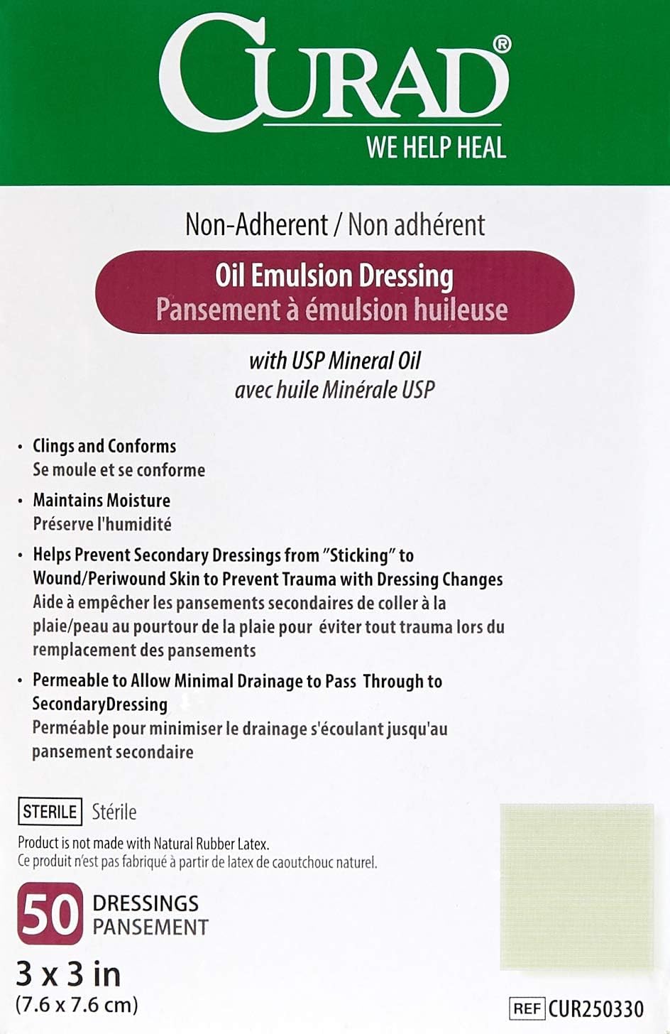 curad oil emulsion dressing Curad Sterile Oil Emulsion Gauze Dressing 3"X8" 3 Pack 108 Each / box