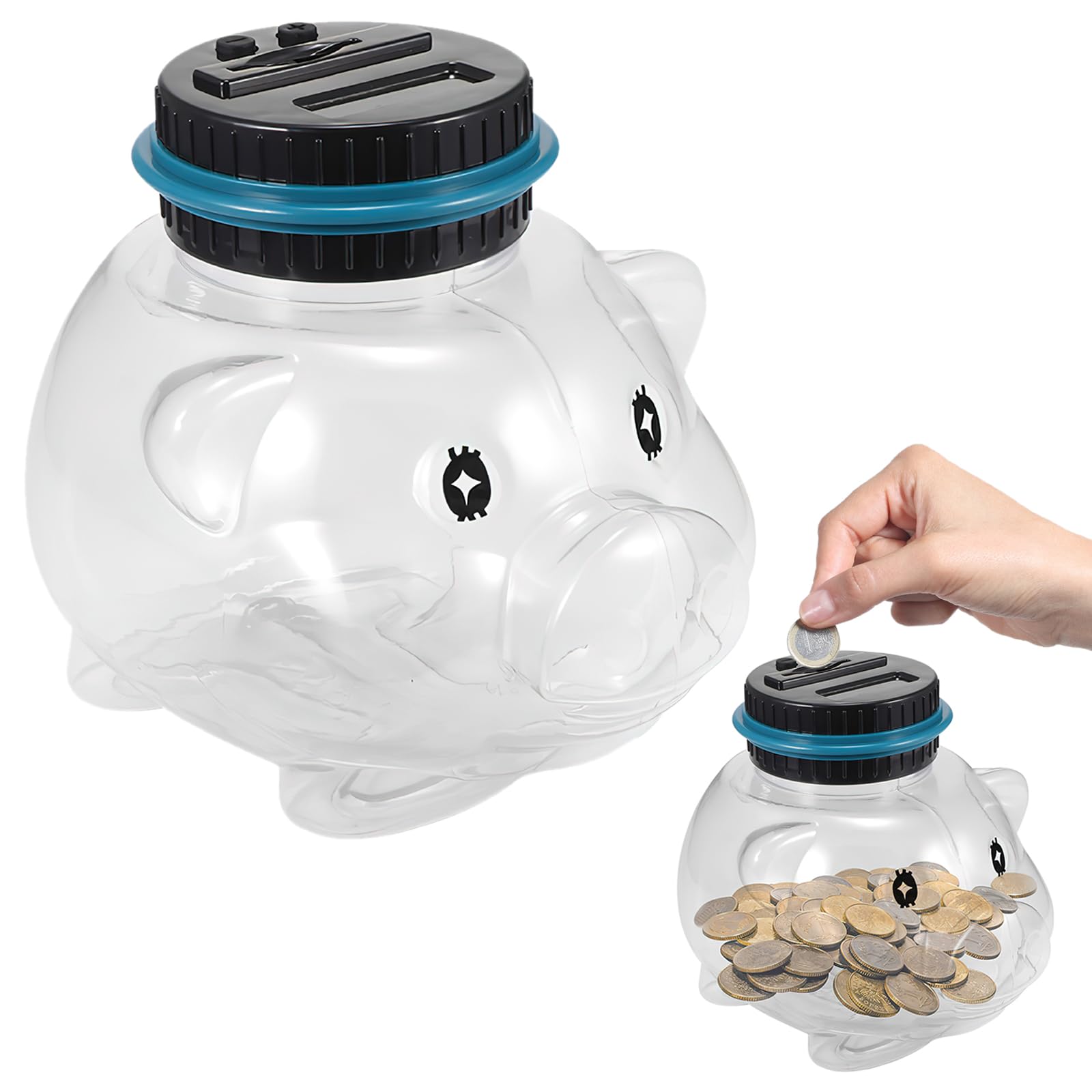 Salvadanaio Elettronico Digitale Newaner Con Contatore Monete Automatico - Display LCD, 1.8L Trasparente Per Euro - Foto 1