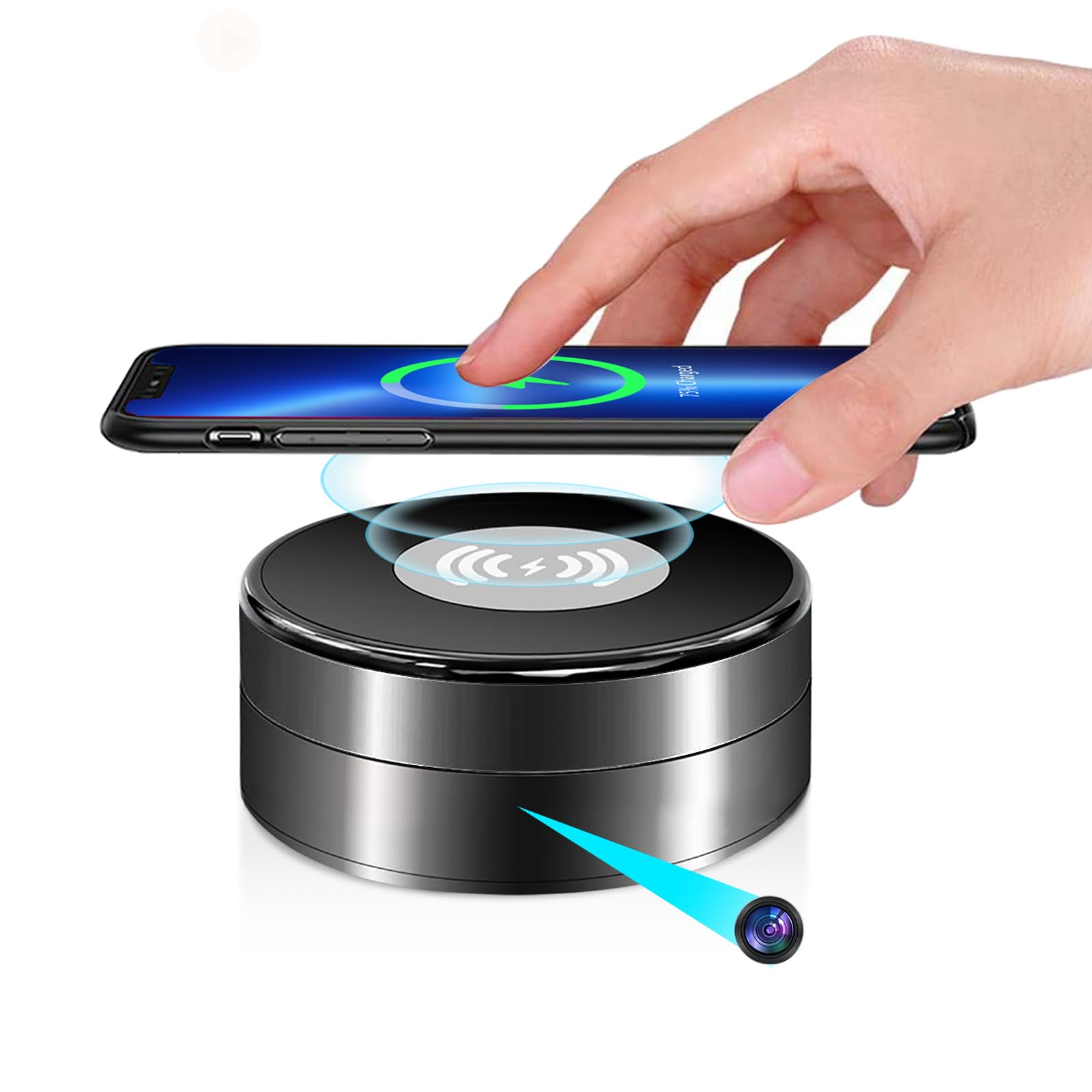 Photo 1 of CHHANLOO Hidden Camera with Wireless Charger - 1080P HD Security Camera, 160° Wide-Angle Lens, Motion Detection, Suitable for Home Security Monitoring of Babies/Pets/(2.4/5G)