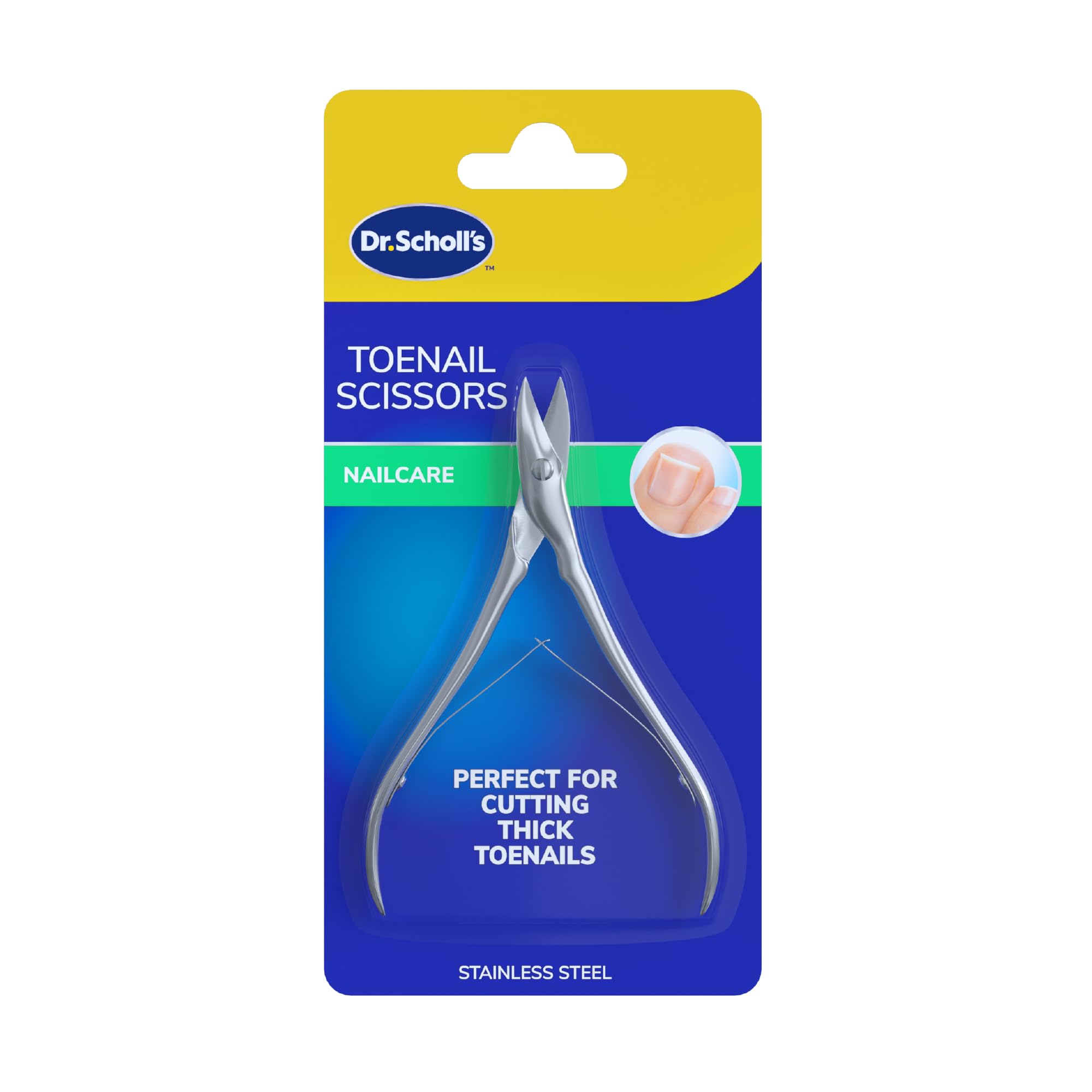 Scholl Nail Care Toe Nail Scissors - Heavy Duty Stainless Steel Nail Clippers and Cutter for Thick Nails, Precision Toenail and Fingernail Trimming Tool, Dual-Action Pedicure Tool, Durable, 1 Unit