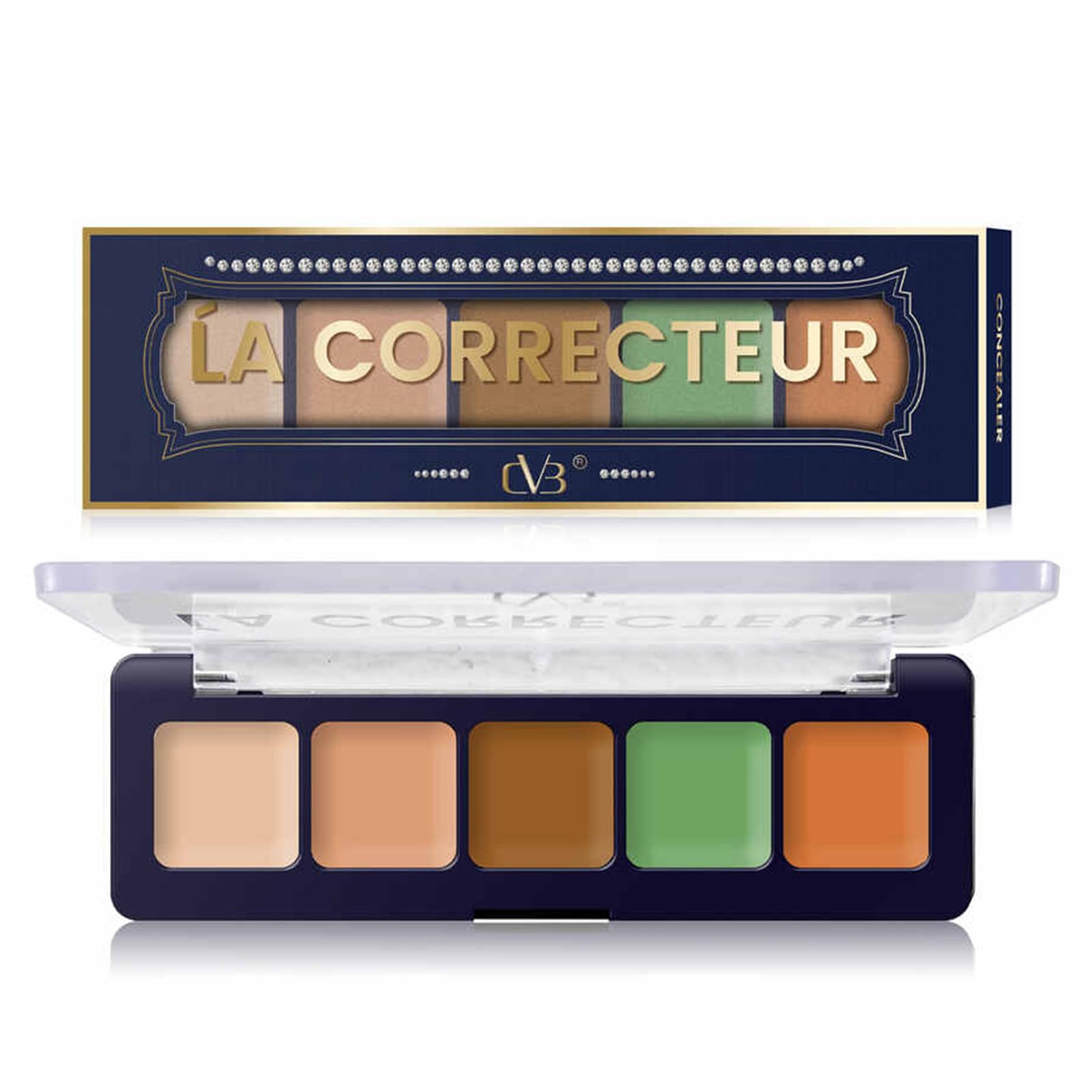 CVB Color Corrector/Concealer Palette For Discoloration, Dark Circles, Redness and Spots Full Face Coverage Color-Correcting Concealer 5 in 1 C104 (Multicolor 01)