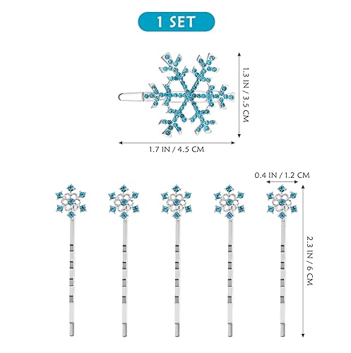 Miniatura 4 de Lurrose 6 horquillas de copo de nieve con cristales Bobby Pins Rhinestone Bridal Hair Clips pasadores para boda baile fiesta