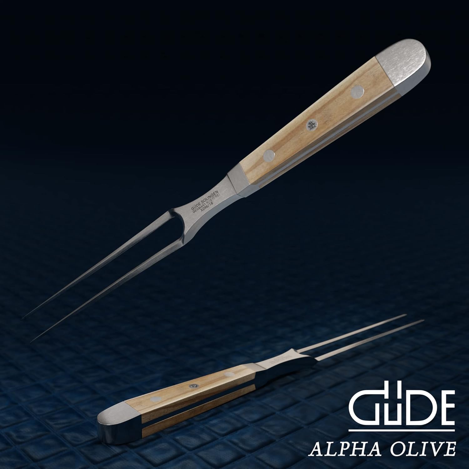 Güde Alpha Olive Series Hand Forged/Sharpened Meat Fork, 7-in - Ice Hardened Steel - Made in Solingen, Germany Since 1910