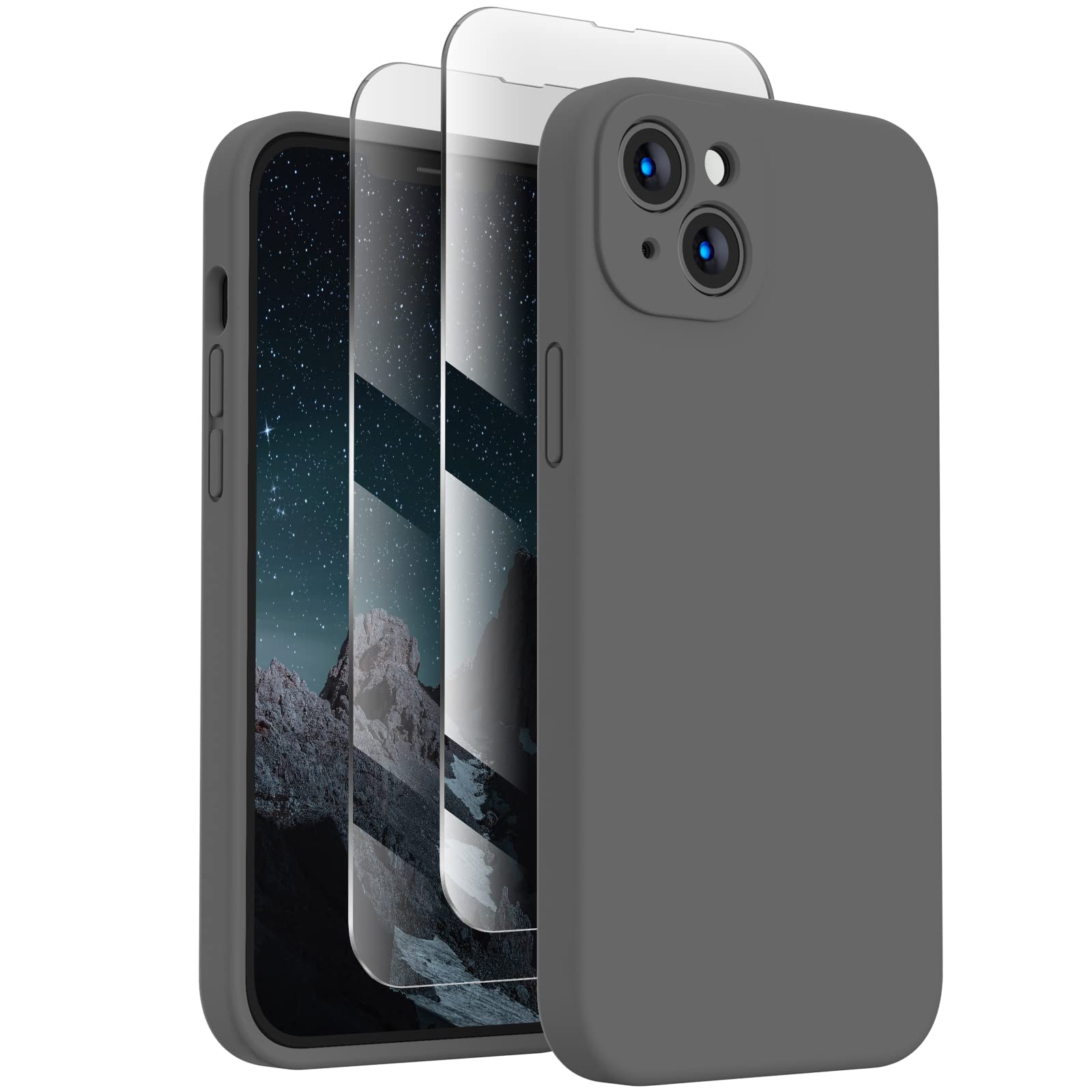 FireNova Designed for iPhone 13 Case, Silicone Upgraded [Camera Protection] Phone Case with [2 Screen Protectors], Soft Anti-Scratch Microfiber Lining