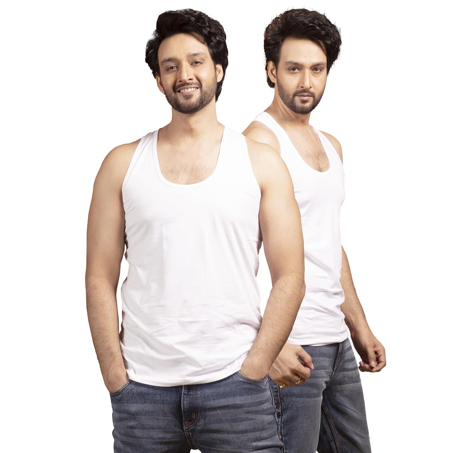 Mens White Cotton Vest for Everyday Wear | Pack of 2 | Regular-Fit.-image-25