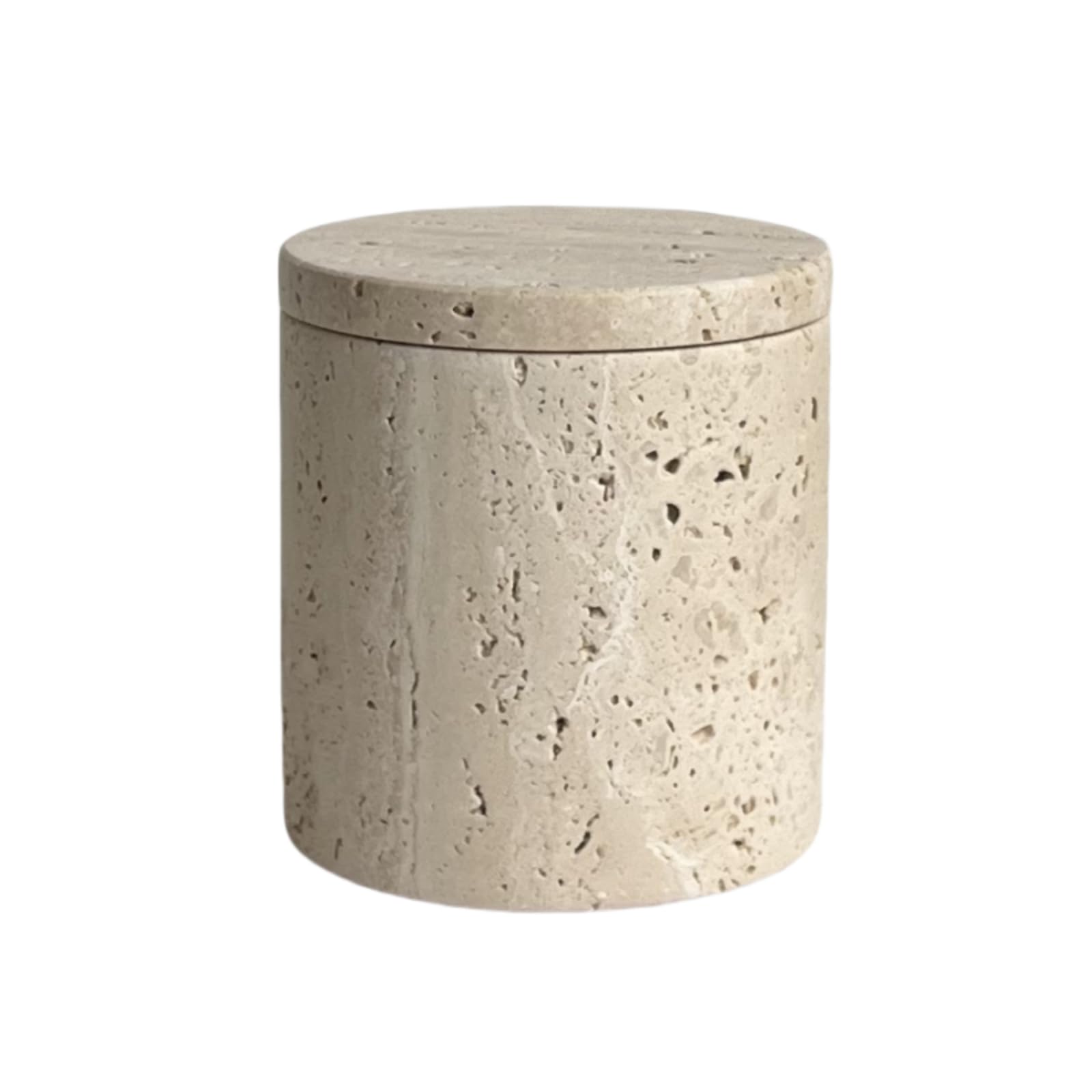 StonePlus Natural Marble Stone Travertine Jar Container Storage Box Cup with Lid (Beige Travertine)