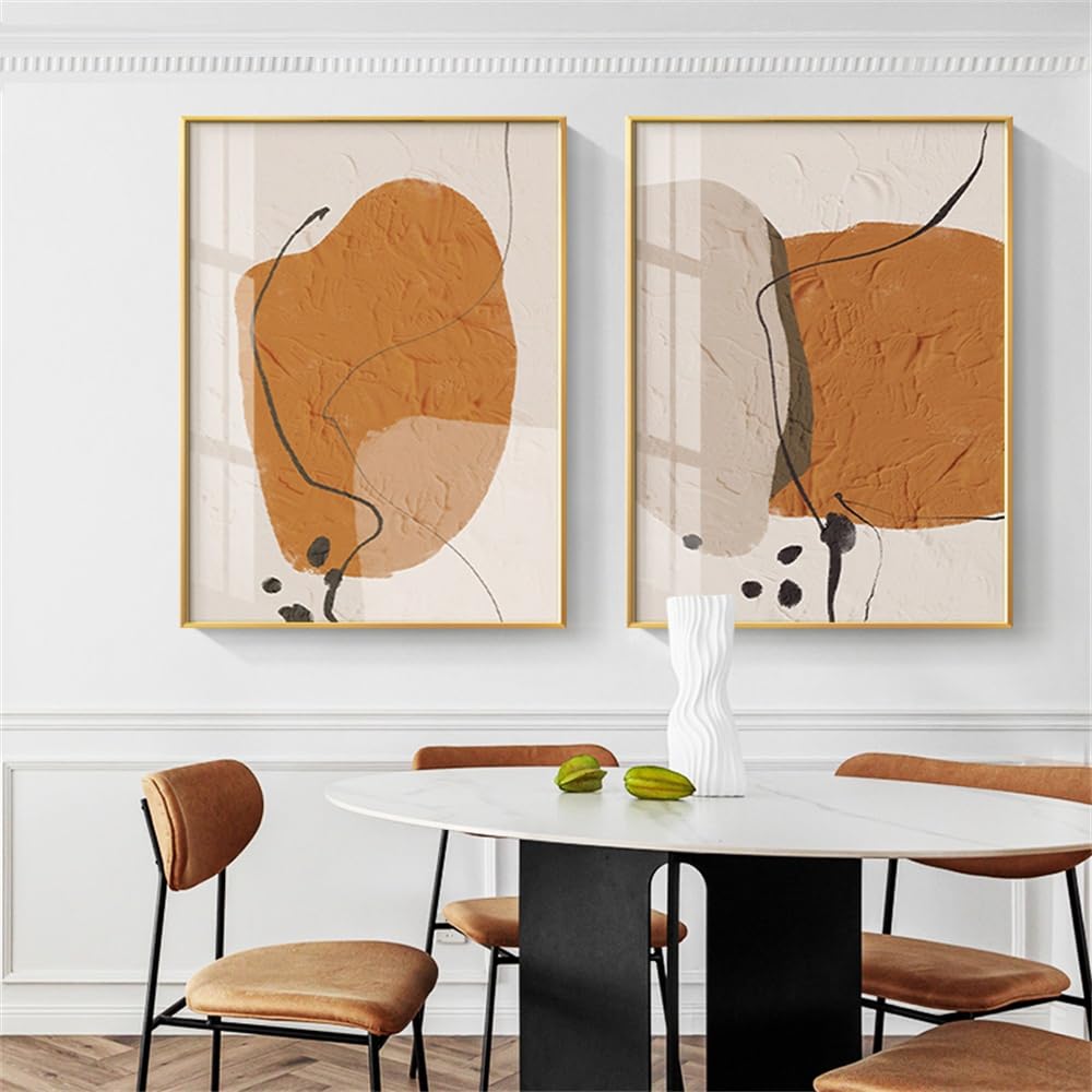 WUHBCZ Canvas Paints,Abstract Orange Black Line Canvas Painting Nordic Posters Prints Wall Art Pictures Aesthetics Living Room Bedroom Office Home Decor Artwork-60 * 70cm*2PCS (No Frame)