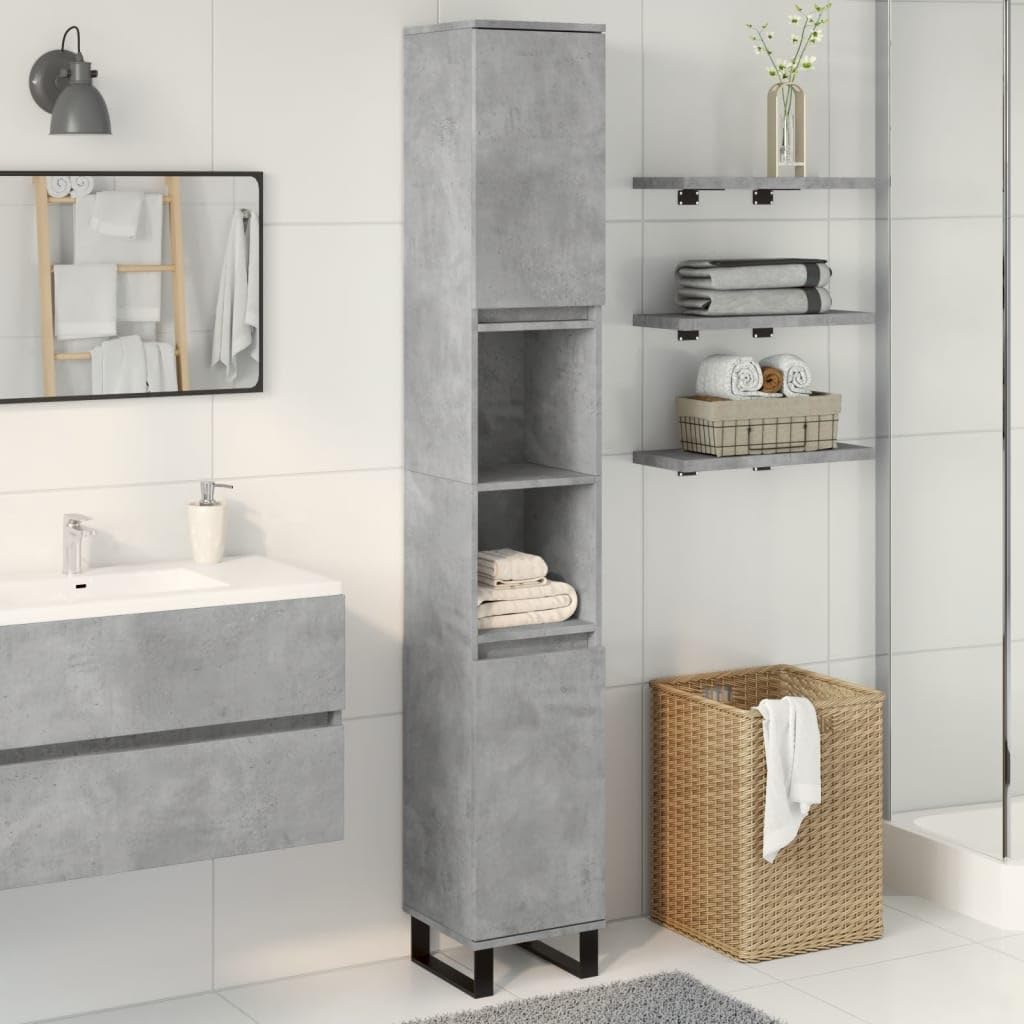 Armario de baño (30 x 30 x 190 cm), color gris