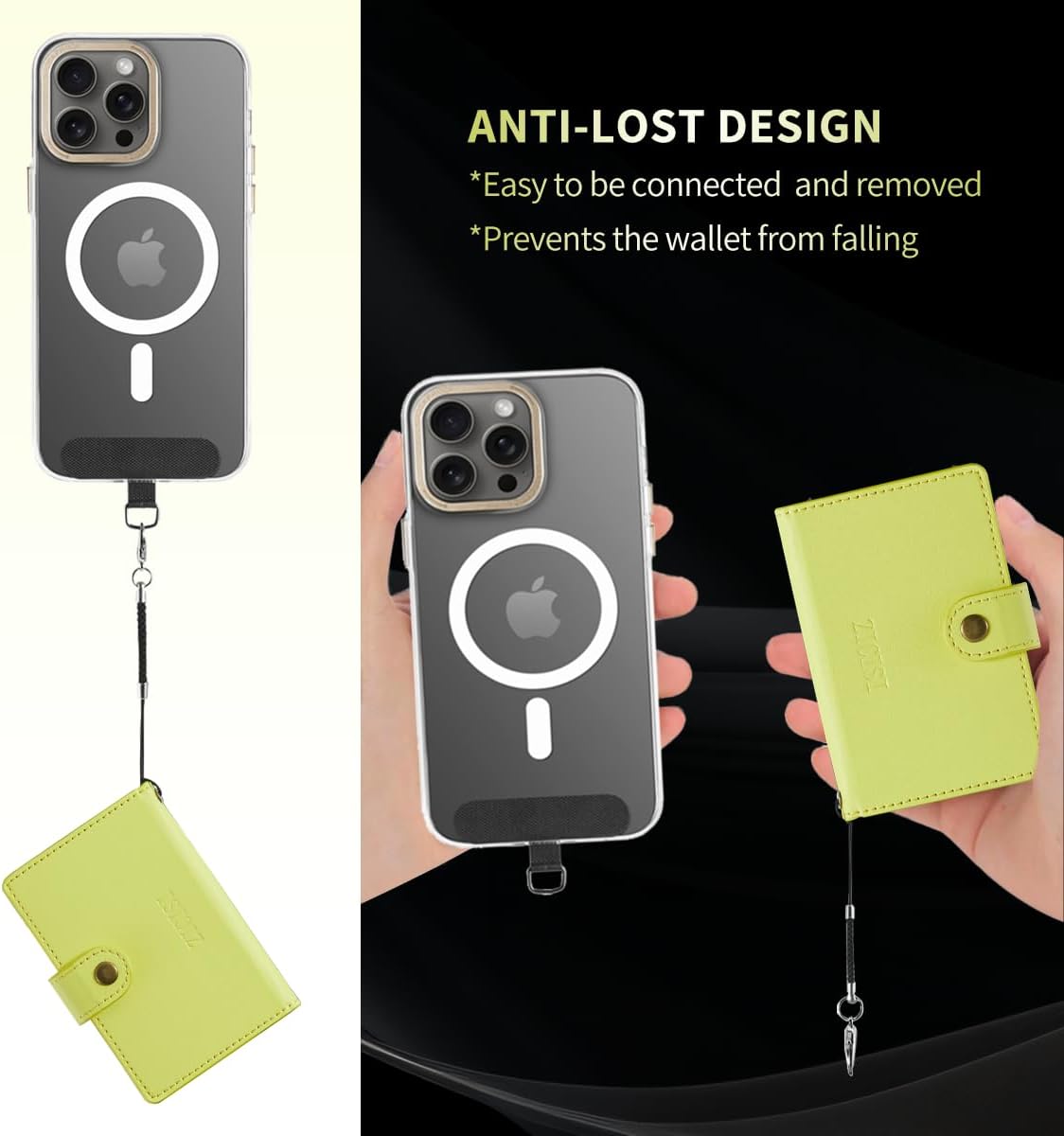 for Apple Magsafe Wallet,PU Leather Magnetic Wallet for iPhone 16/15/14/13/12 pro Max/Mini/plus,5 Card Holders with RFID Blocking (Yellow) - Image 5