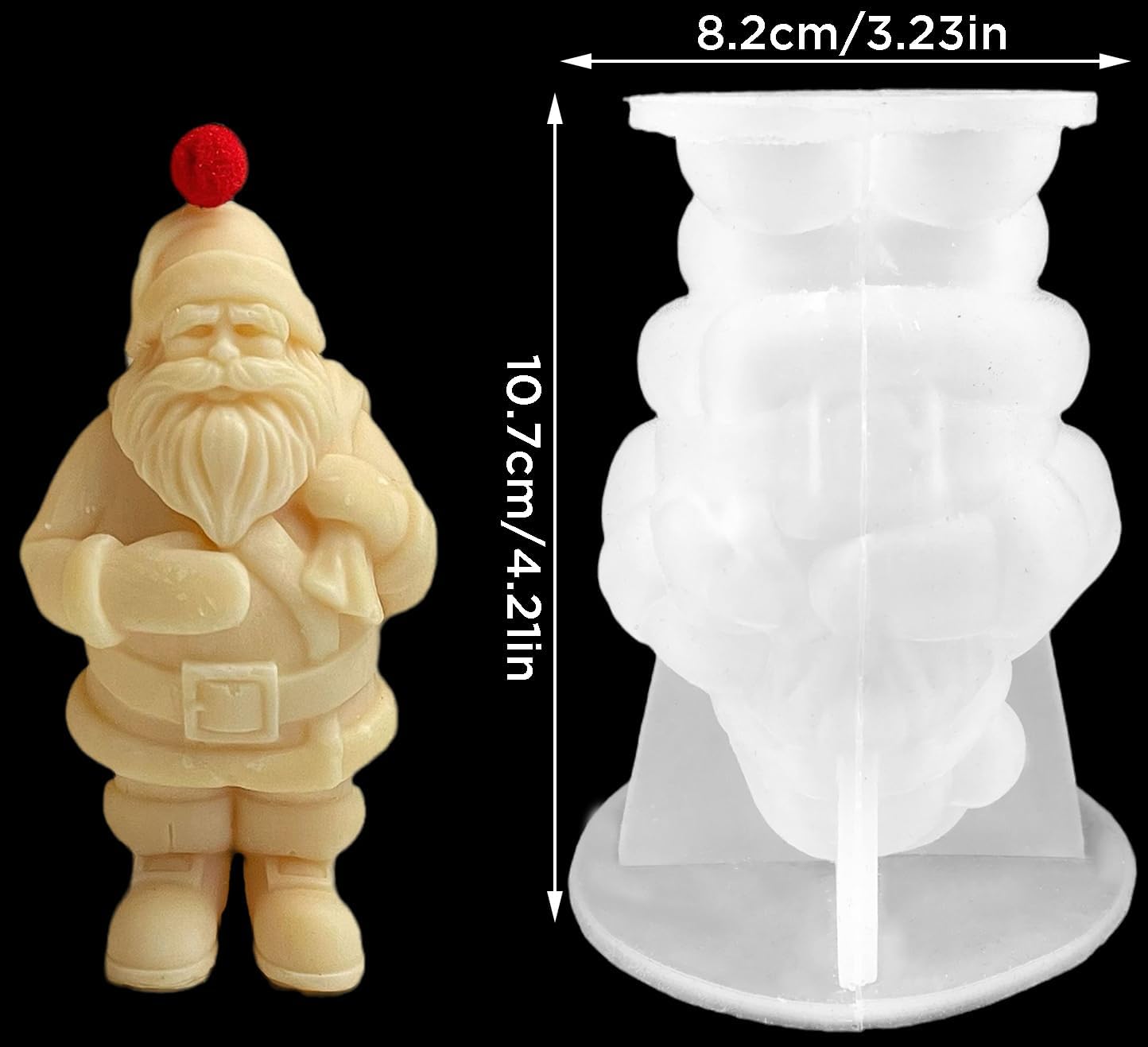 3D Christmas Santa Claus Silicone Candle Mold DIY Xmas Gypsum Soap Resin Ice Mould Candle Making Tool Small Bell Christmas Decor Gift