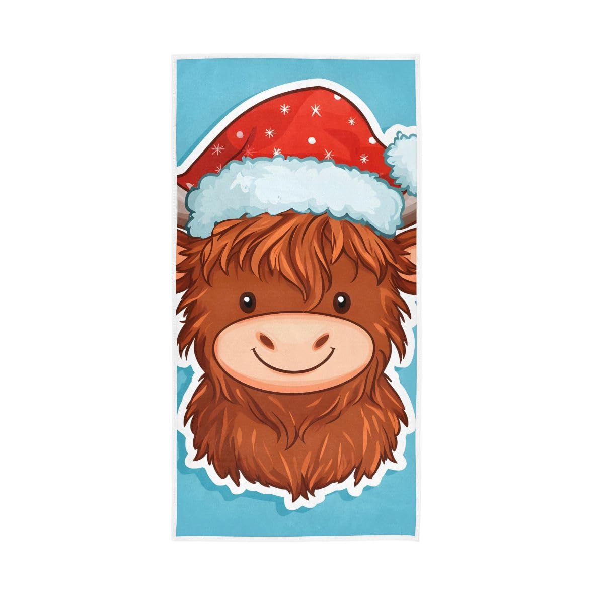 LSRCPD Cute Highland Cattle Christmas Hand Towels, 15 x 30 Inches, Soft Highly Absorbent Towels for Bathroom Gym Hotel
