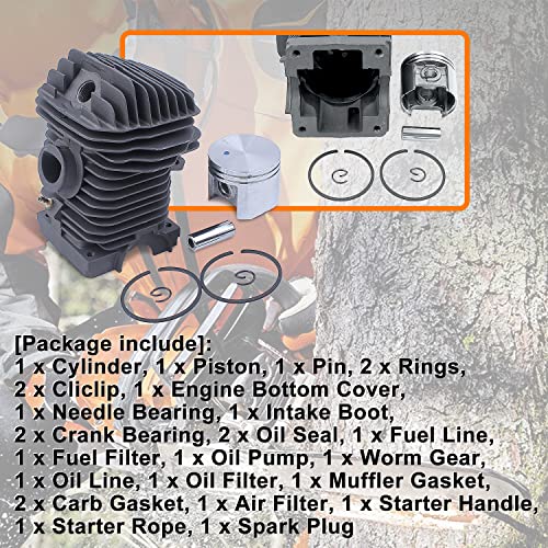 Mtanlo Kolbenzylinder für Stihl Ms250 Ms230 025 023 Motor, 42,5 mm Zylinder, Kolben mit Stift, Clip, Deckel unten, Nadellager 1123 020 1209 1123 021 2500