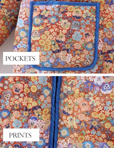 Women's Cropped Quilted Jacket Floral Print Puffer Jackets Lightweight Long Sleeve Warm Puffy Cardigan Coat 2024 Trendy4