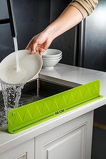 48CM Silicone Sink Splash Guard with Strong Suction Cups | Waterproof Kitchen Sink Water Splash Protector | Flexible Anti-...