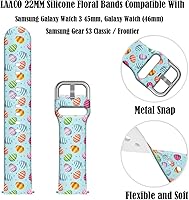 Vista 2 de 20mm Easter Floral Silicone Bands Replacement Sport Strap Compatible for Samsung Galaxy Watch 3 41mm/ Samsung Active 2 40mm 44mm/ Active/Galaxy