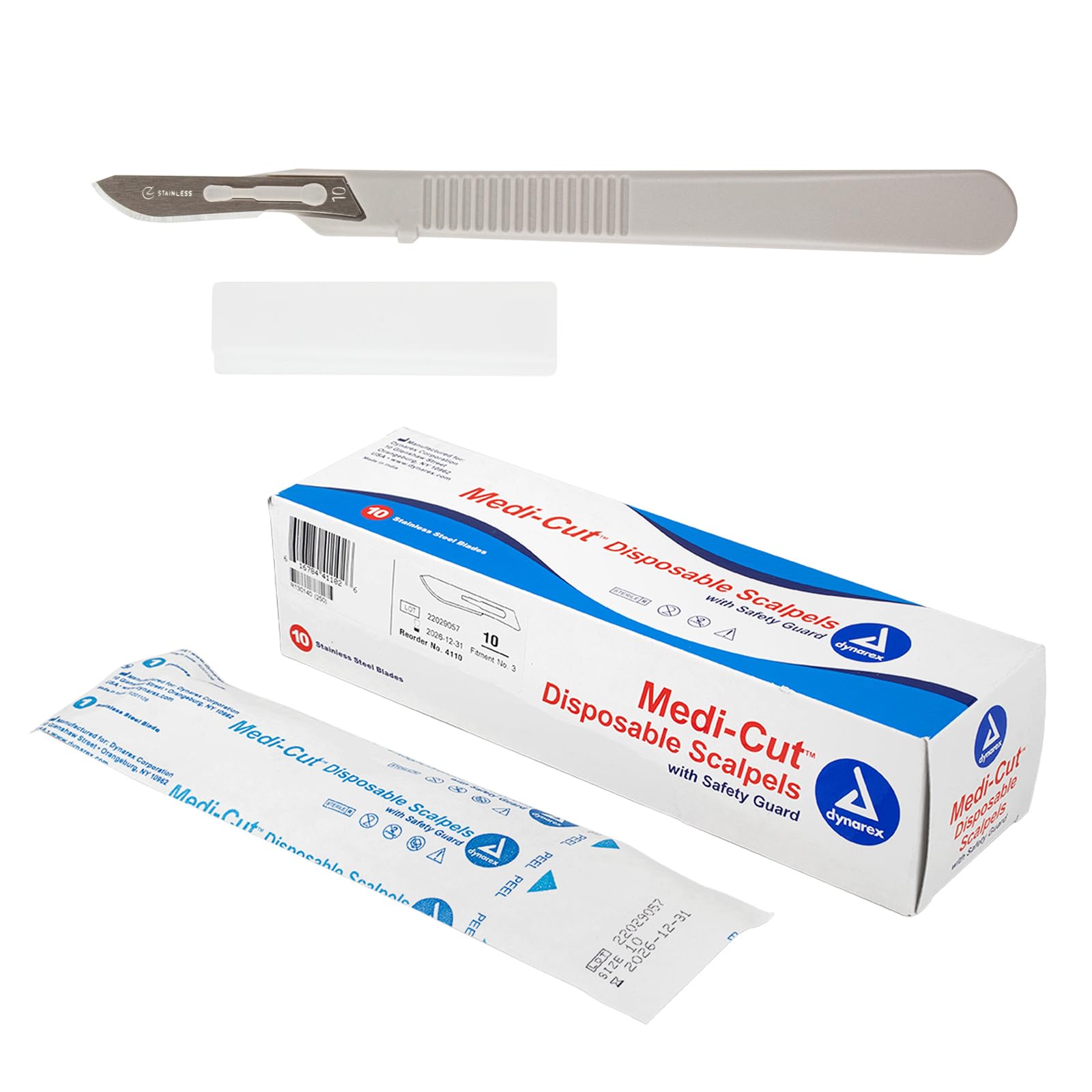 Dynarex Medi-Cut Disposable Scalpel Blades - Sterile Knives With Plastic Guard - 4.9-inch Plastic Handle, Stainless Steel Blade - Size 10 (Pack of 2) — Amazon image 8