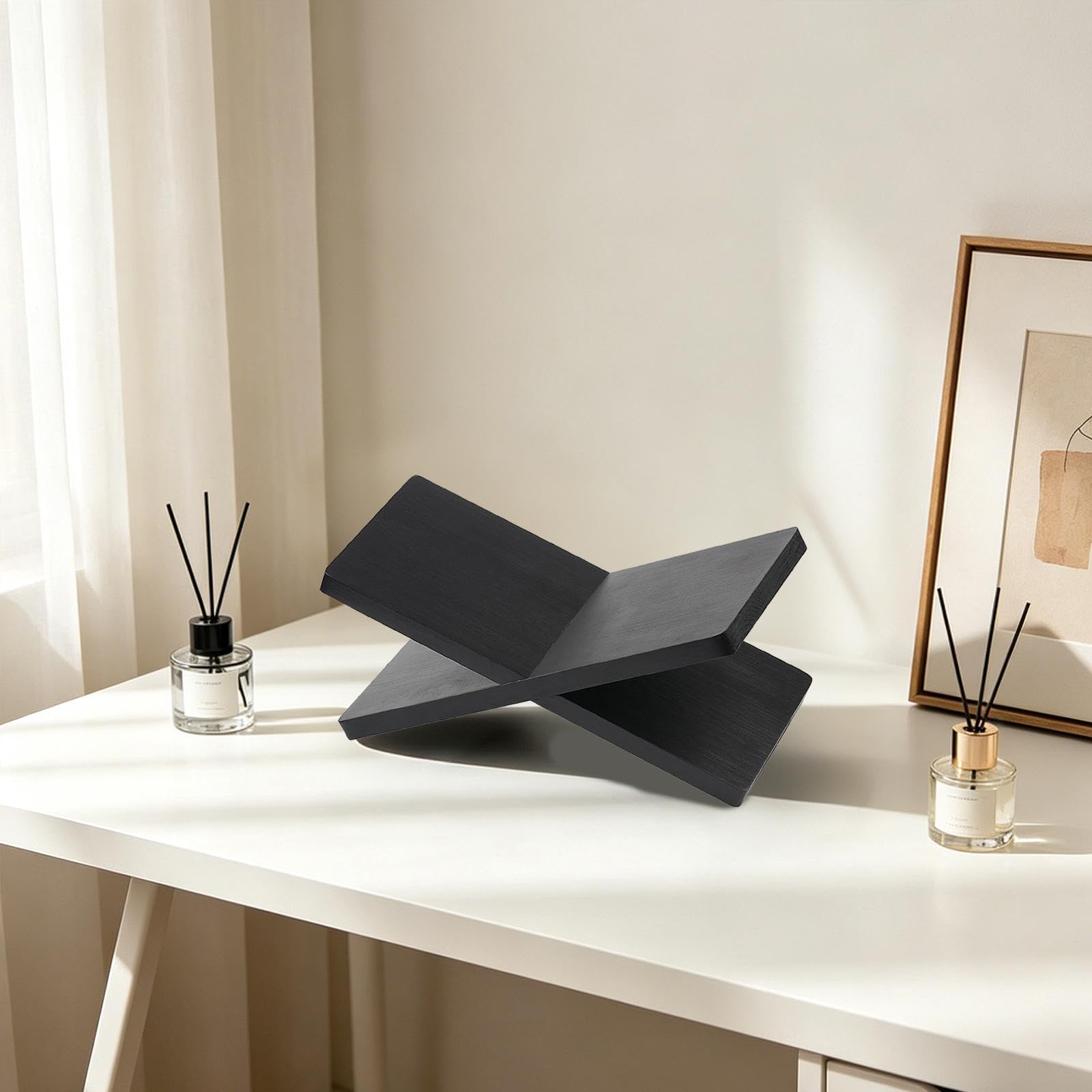 Supporto per Libri in Legno, Poggialibri Portatile, Supporto Stabile da Tavolo/scrivania, Accessorio per La Lettura, Adatto a Studenti, Insegnanti, Nero