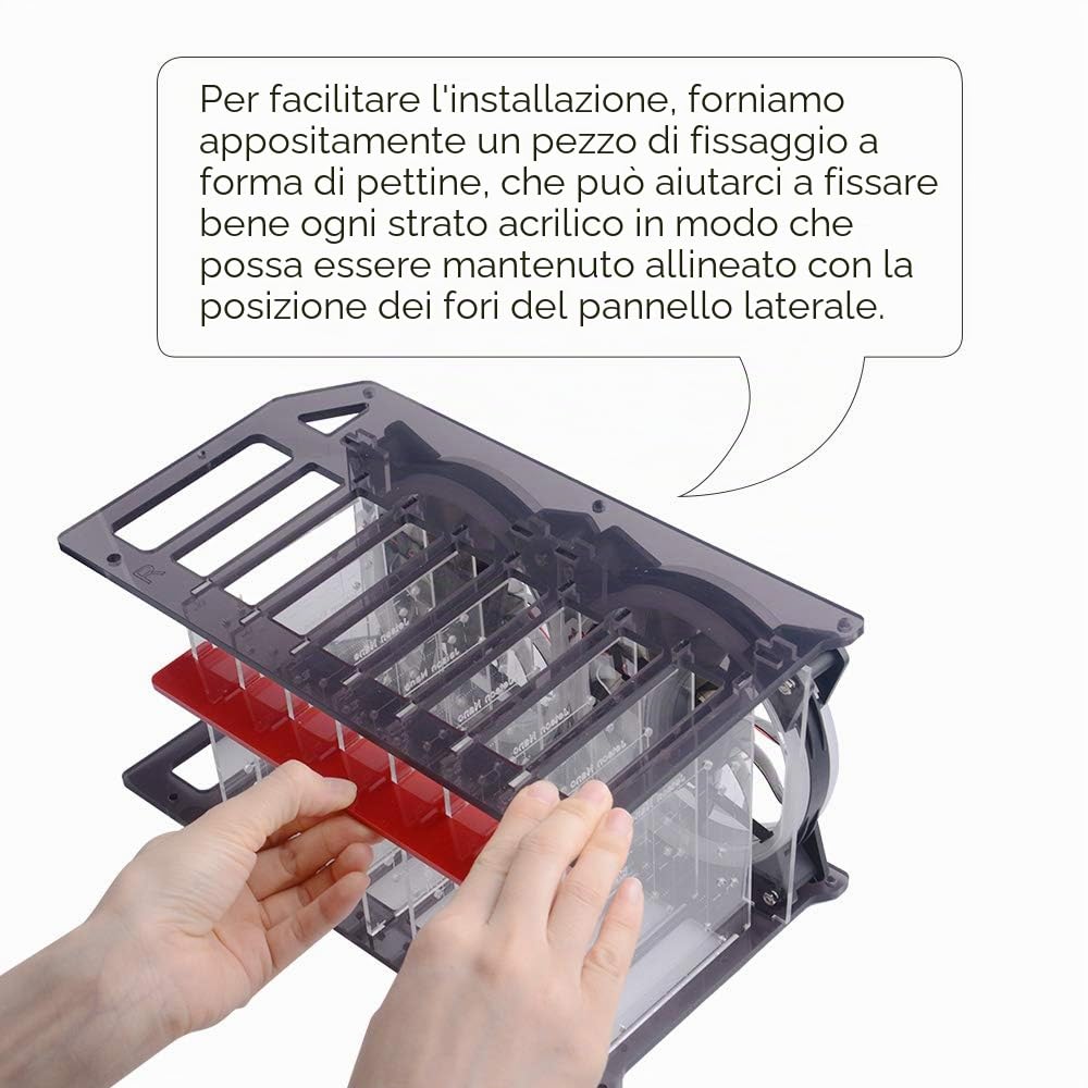 GeeekPi Raspberry Pi Cluster Custodia, Raspberry Pi Rack Custodia Impilabile Custodia con Ventola 120mm RGB LED 5V per Raspberry Pi 4B / 3B + / 3B / 2B / B + e Jetson Nano (8 strati)