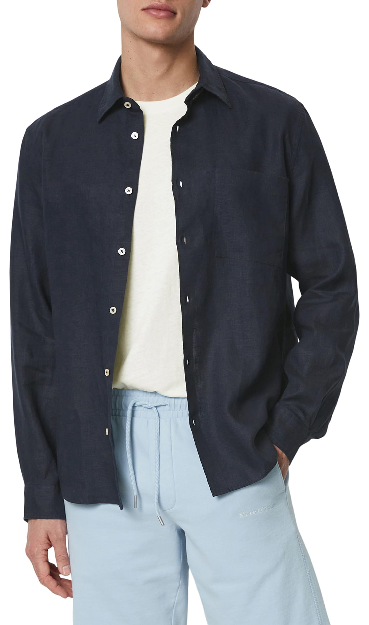 Marc O'Polo Herren Leinenhemd Langarm Regular Fit