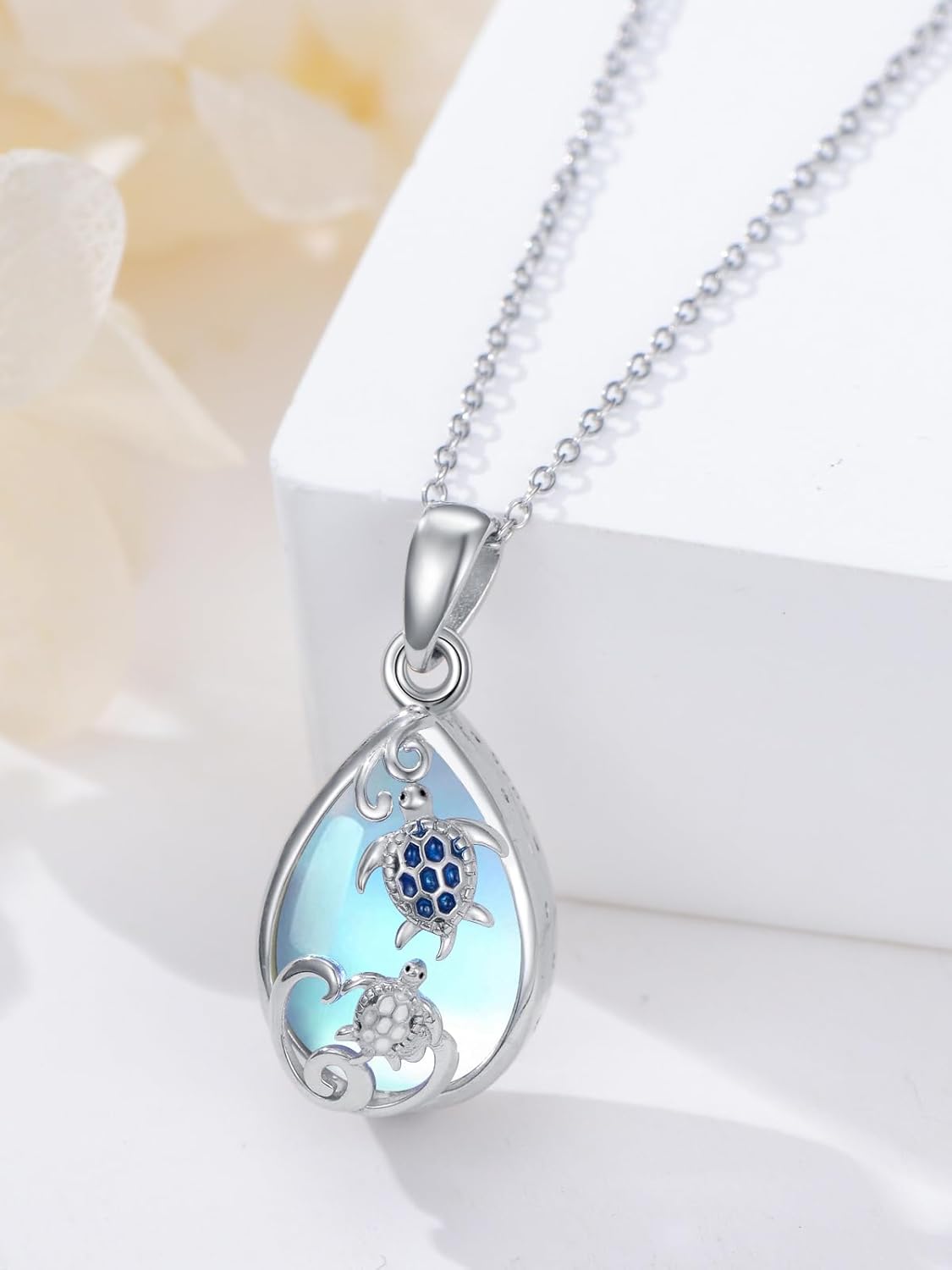 WINNICACA Urn Necklace for Ashes for Women Sterling Silver Sea Turtle Cremation Necklace Teardrop Memorial Necklace Keepsake for Holiday Remembrance | In Loving Memory Gifts for Women - Image 2