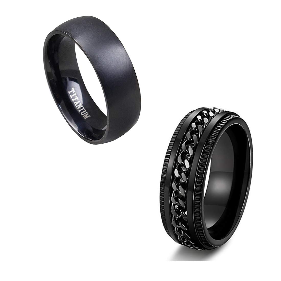 Yellow Chimes Combo Black Rings For Men | Pack of 2 Stainless Steel Men Rings | Design Black Finger Rings for Boys | Ideal Gift For Men and Boys (B08HKFZZHN) Amazon Price History, Amazon Price Tracker