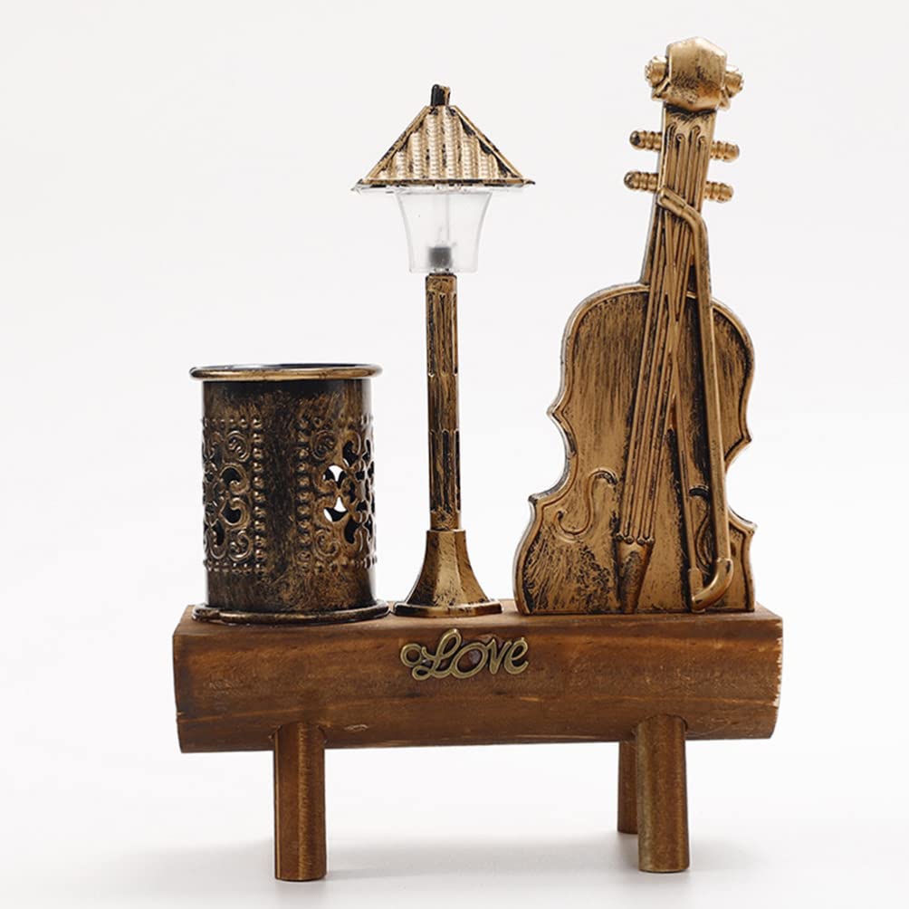 Homoyoyo Portapenne in Metallo Ornamento Da Scrivania Forma Di Violino Contenitore Per Penne e Cancelleria Decorazione Unica Per Ufficio e Casa