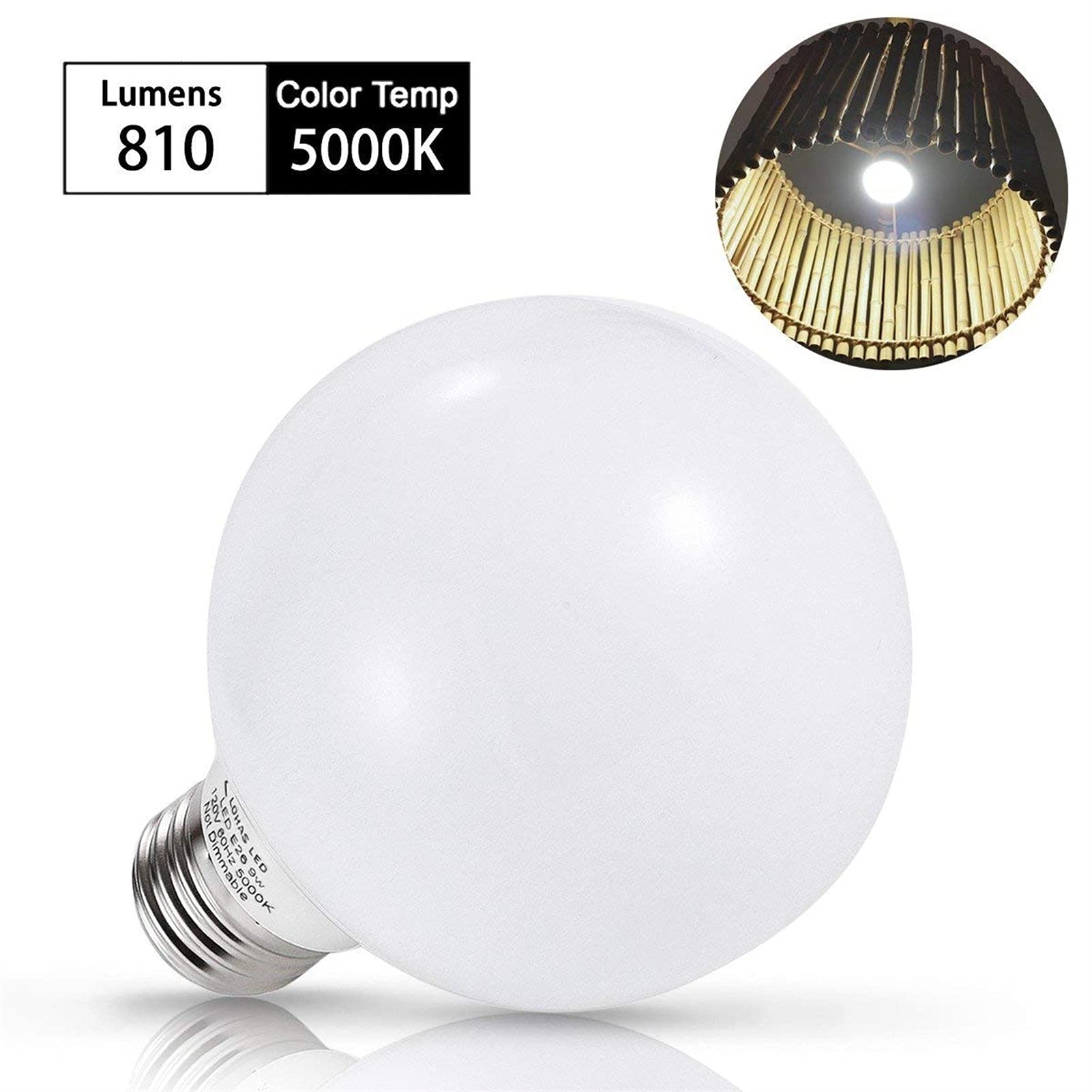 LED-Glühbirnen, 3er-Pack LED-Glühbirne, 9 W, Globe, E26, E27, G25, entspricht 90 W, Schminkspiegellampe, Tageslicht 5000 K, 900 lm, für die Beleuchtung des Schlafzimmers zu Hause