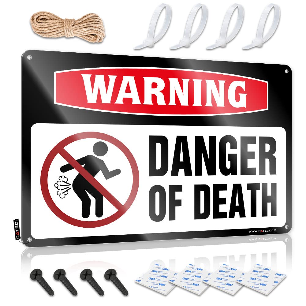 HELIOFORGE Funny Home Decor Warning Danger Of Death Tin Sign Funny Sign Decor Funny Coffee Signs(30X40CM)