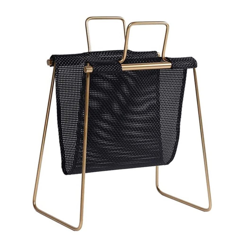 Estantería pequeña de hierro forjado, estantería creativa de escritorio con asa, ideal para sala de estar, oficina y almacenamiento de periódicos, elegante estante de suelo