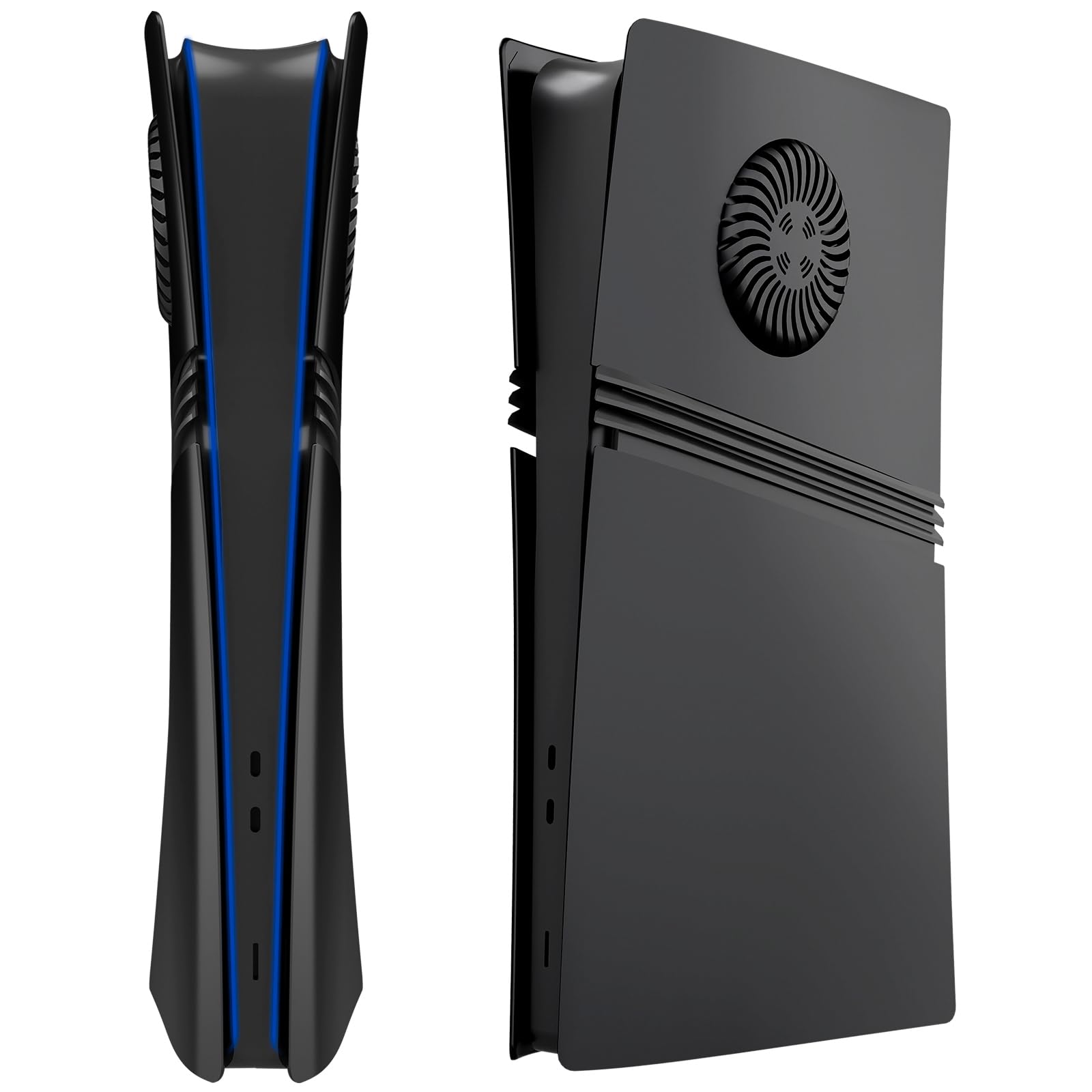 Faceplates für PS5 Pro Digital Edition, PS5 Pro Cover mit Kühlungsöffnung, ABS Anti-Scratch staubdicht Ersatz Seitenplatten Platte Case Shell für PlayStation 5 Pro Digital, Schwarz