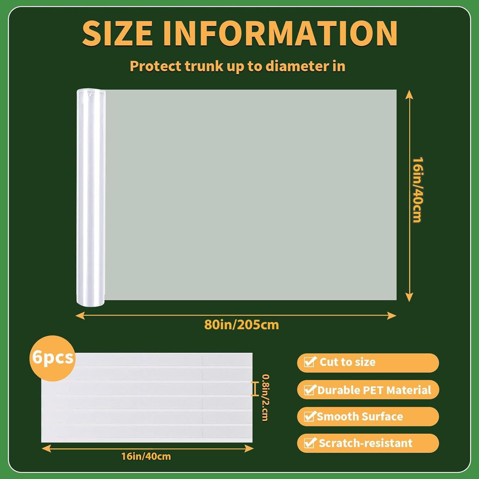 Arbre Enveloppe Tronc PVC avec Adhésion Robuste Protection Animaux Sauvages Garde Saplings et Fruitiers Convient à Tous Types D'Espaces Verts Extérieu, 40 Cm X 205 Cm