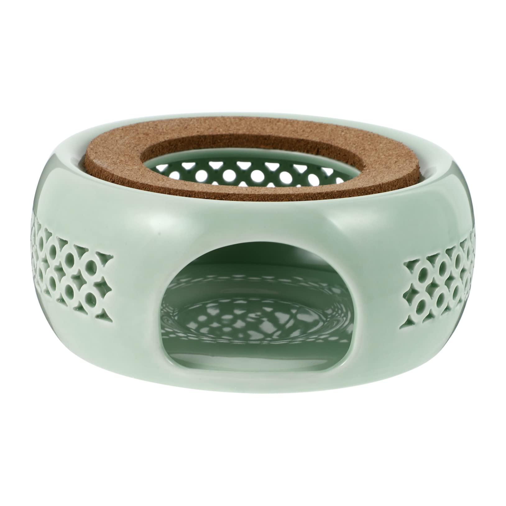 OUNONA 1Pc Light Green Ceramic Tea Warmer Retro Teapot Heater for Efficient Heat Preservation Household Tea Heating Tool Elegant Desktop Decoration
