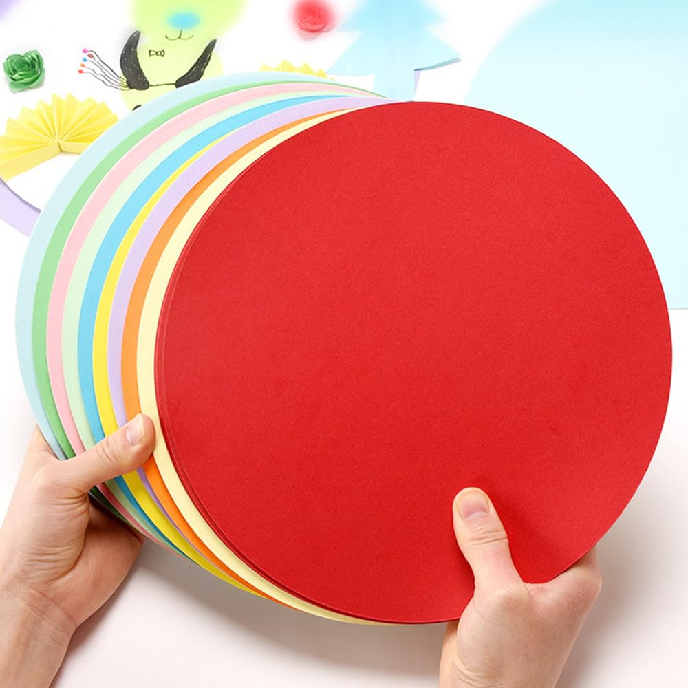 PATIKIL 5 inch ronde kartonnen kaarten, 36 stuks ronde uitgestanste papieren dikke kartonnen onderzetters voor doe-het-zelf knutselprojecten klaslokaal prikbord decoratie, rood