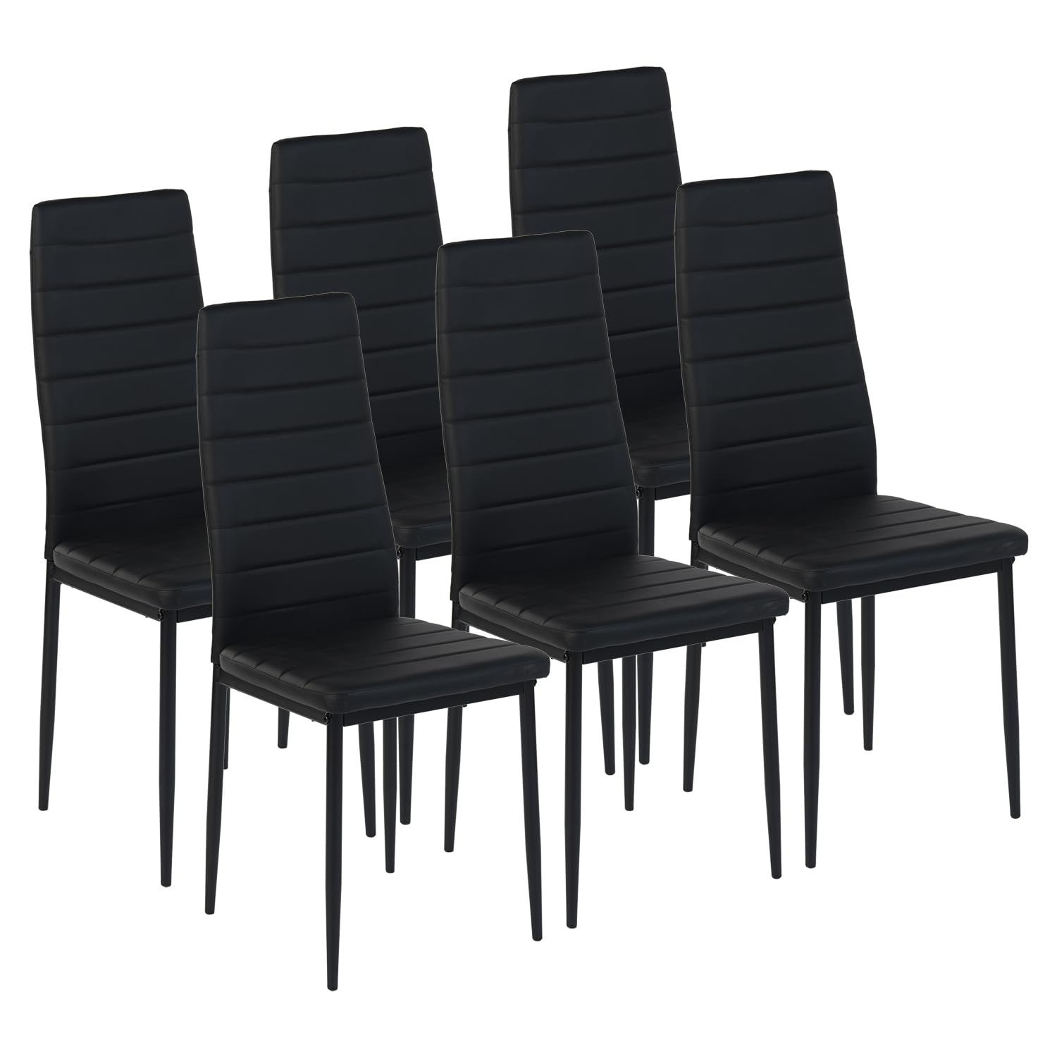 Ensemble Table a Manger Ronde 110 cm avec 6 Chaises, Ensemble Table et Chaises Salle a Manger en Similicuir Noir, pour Cuisine Salle à Manger Salon Bureau et Restaurant (Blanc + Noir)