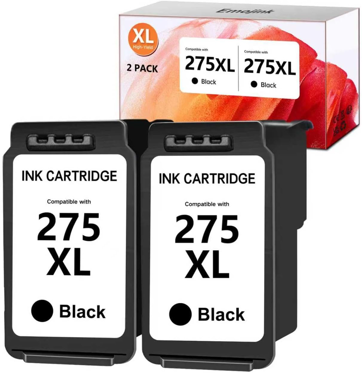 275XL PG-275XL Black Replacement for Canon 275XL Black Ink Cartridge 275 PG-275 PG275 XL for TS3500 TS3520 TS3522 TS3720 TS3722 TR4720 TR4700 TR4722 Printers (2 Pack)