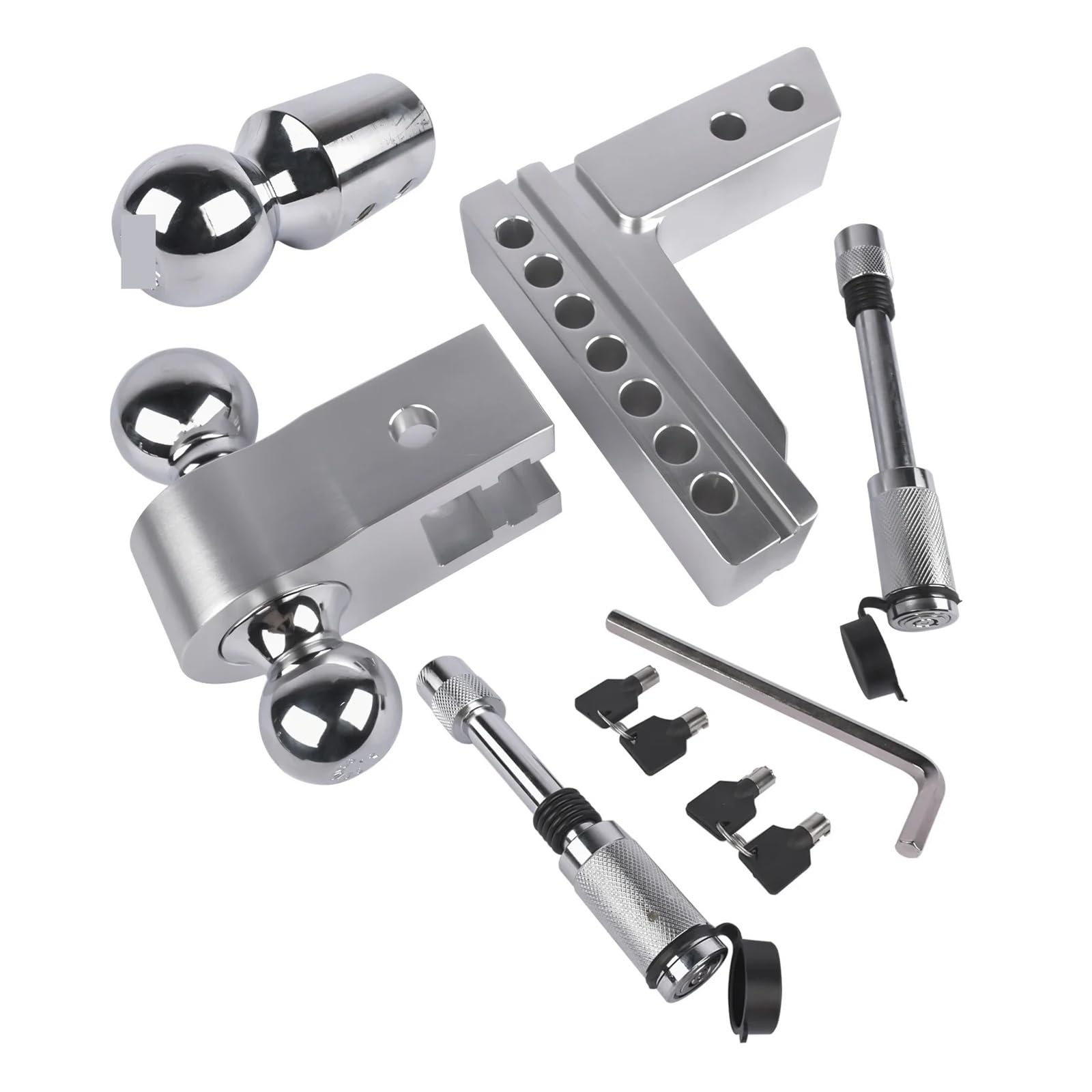 Enganche de remolque ajustable for receptor de 2", enganche de aluminio resistente con elevación/caída de 6", 12500 lb,Anti-traqueteo